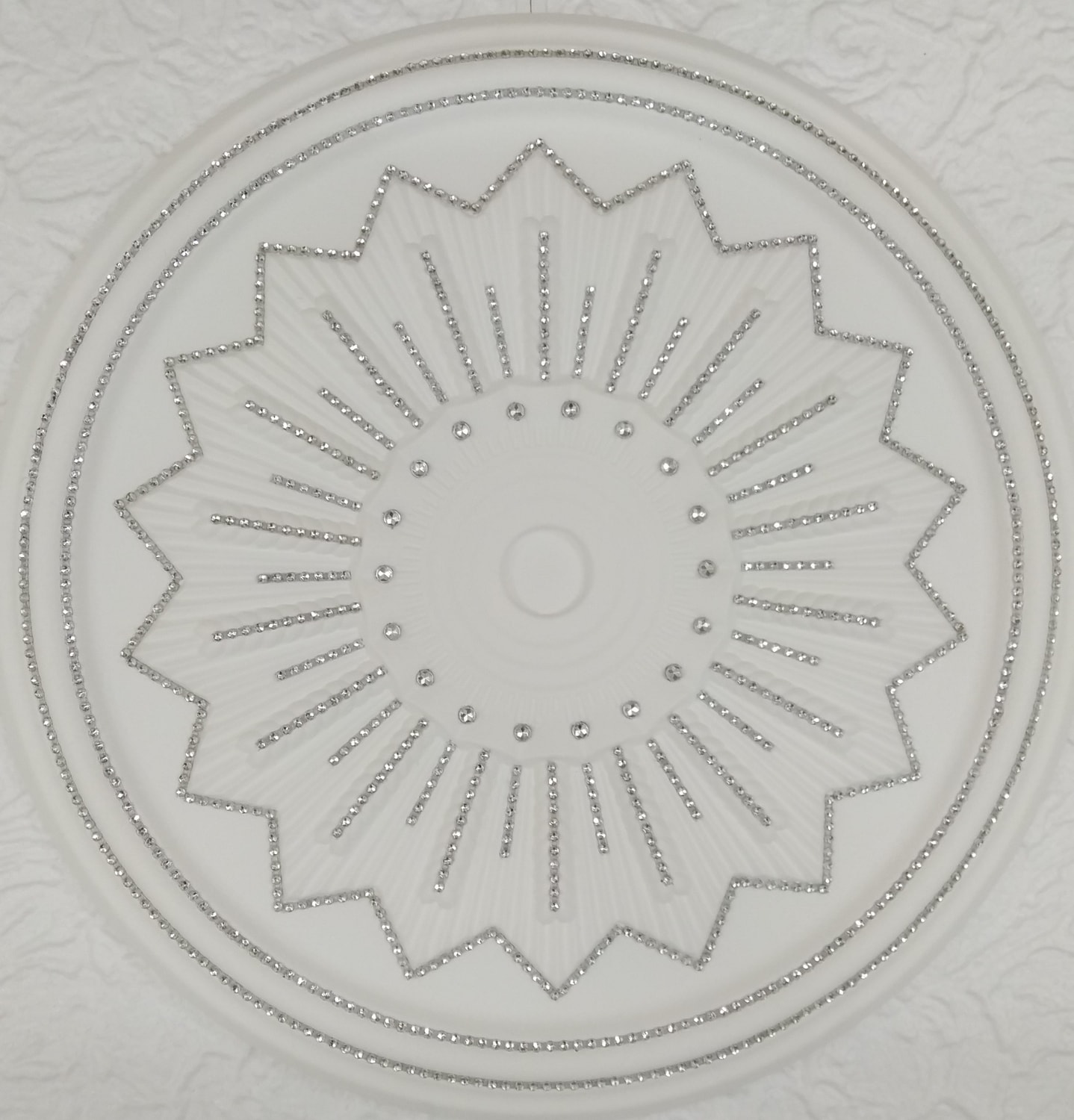 Yeditepe Osmanlı Taşlı Başak Desenli Stropiyer Tavan Göbeği - 40 cm - Gümüş