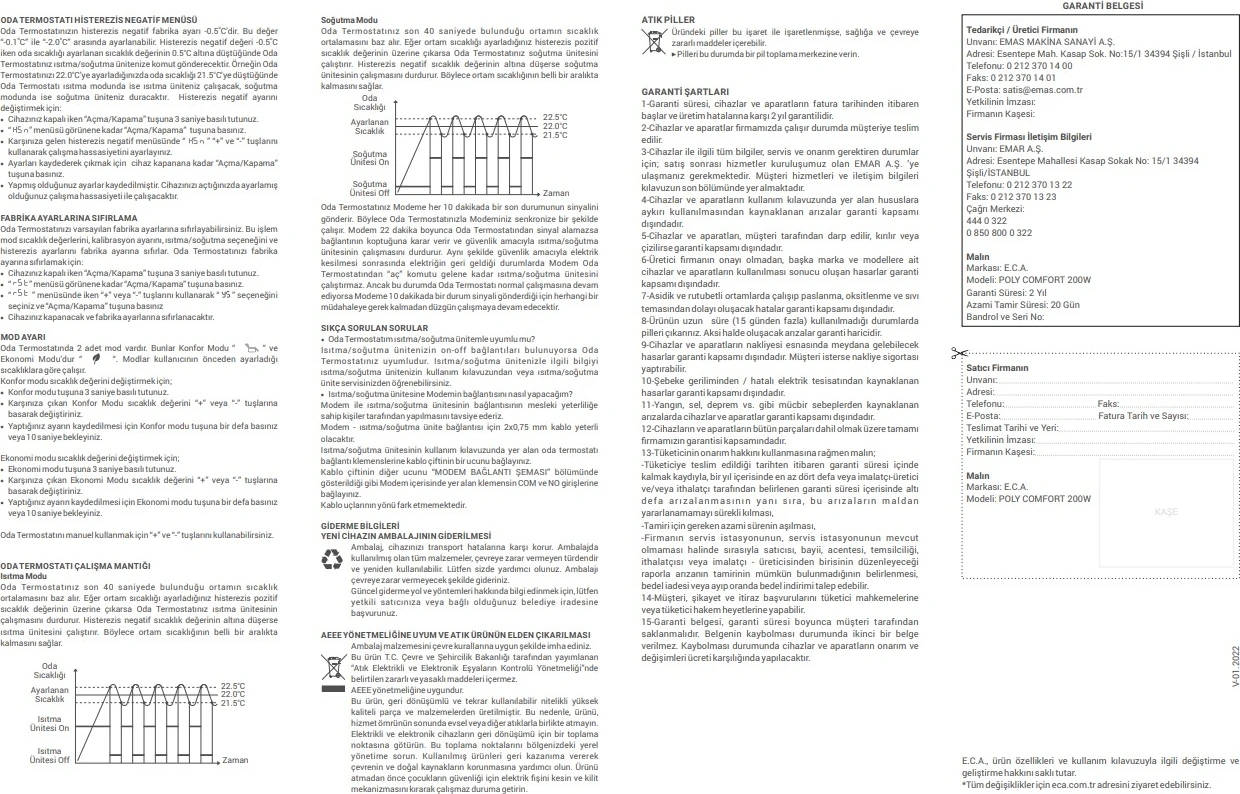 Poly Comfort 200 B Kablosuz Oda Termostatı 7006903007