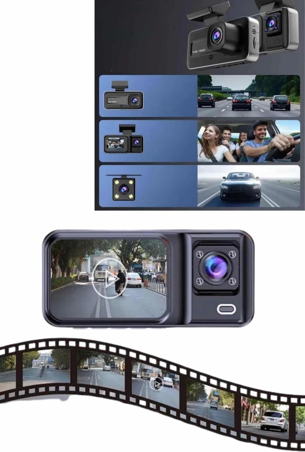 Dvr Araç Içi Kamera Ön ve Iç Kamera 2 Inç Ekranlı Çift Kamera