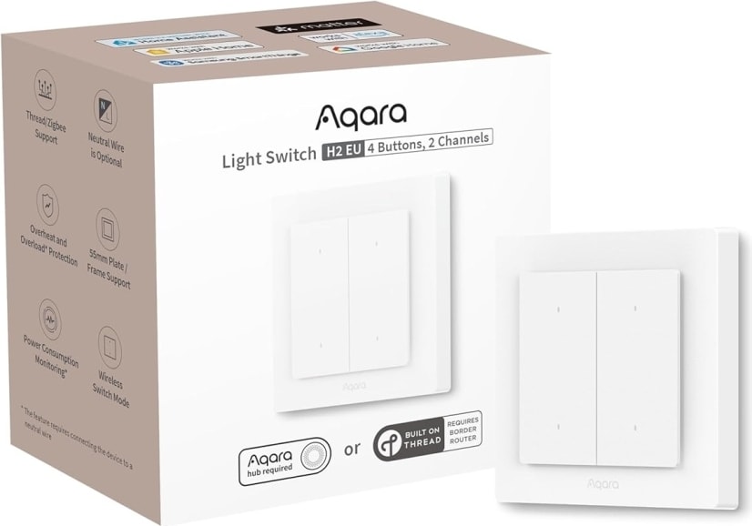 Akilli Isik Anahtari H2 4 Tus-2 Kanal WS-K08D (Apple Home Destekli)