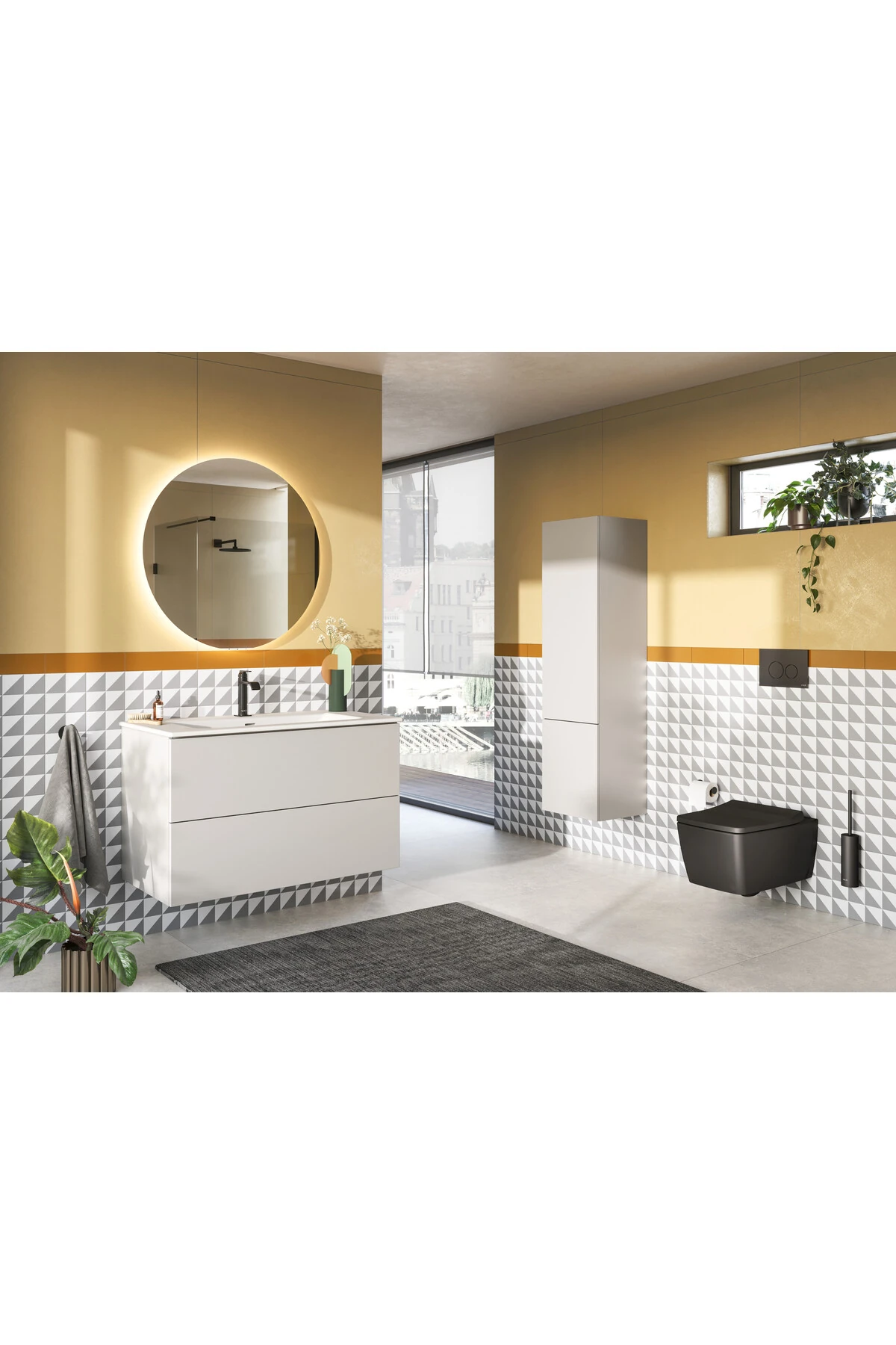 Suit A4281639 Lavabo Bataryası, Üstten Kumandalı, Parlak Siyah