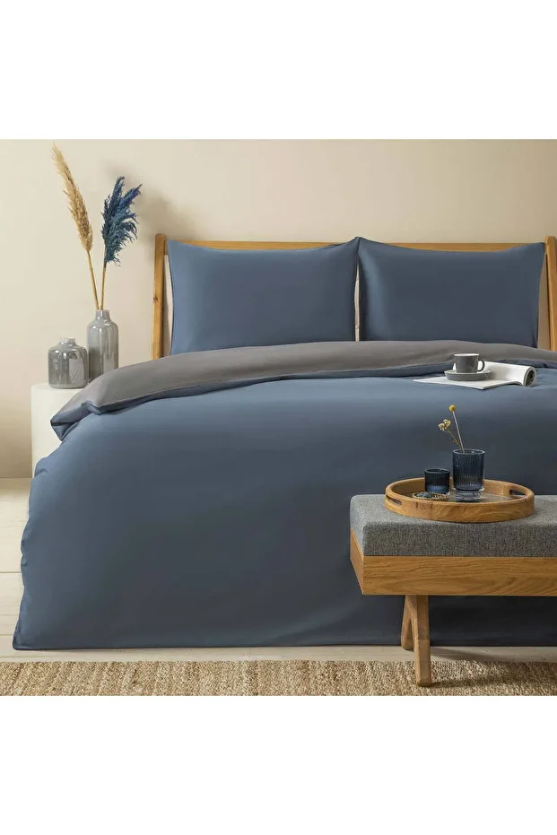 Bettie Nevresim Seti King Size 230x220 Cm Mavı/koyu Grı