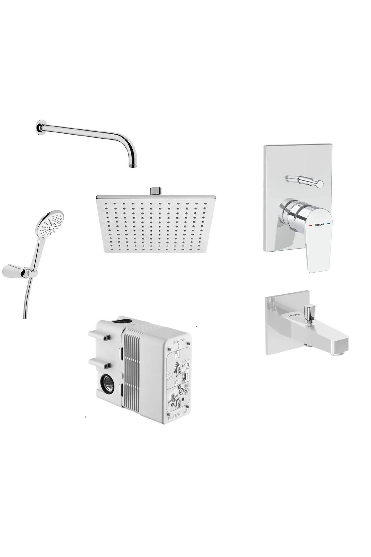 Flow Square Ankastre Duş Seti   Krom A49305 (A43208-A41949-A45652-A45707STA-A45736-A43131)