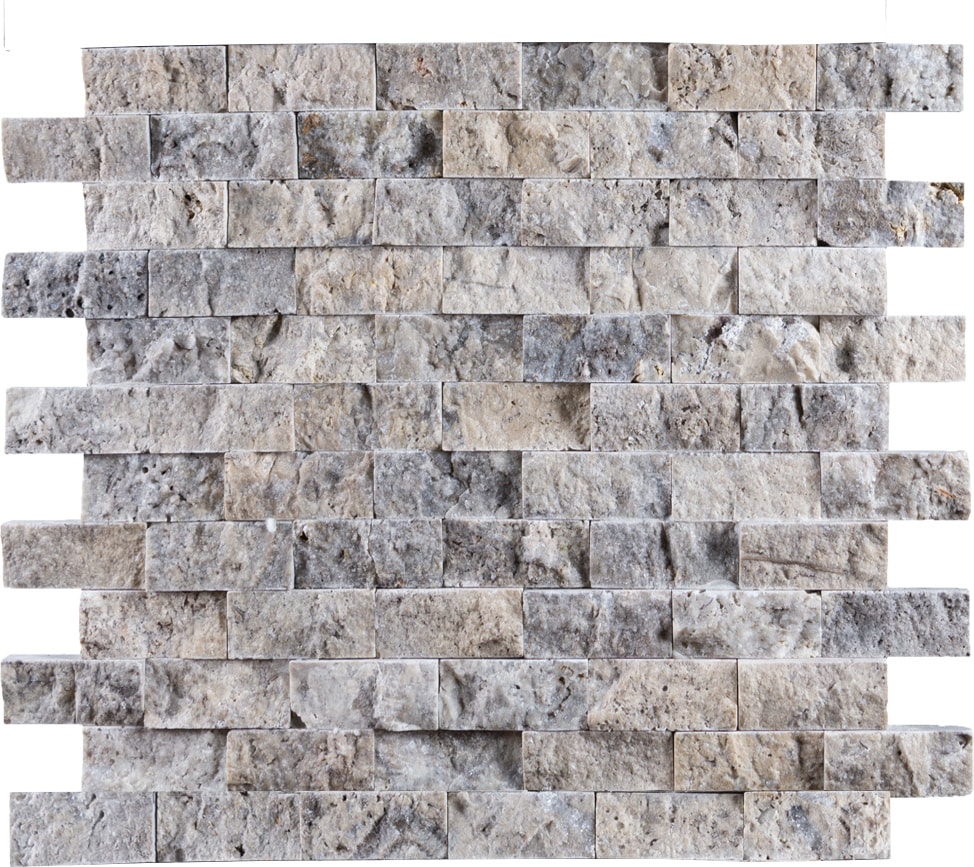 2,5X5Cm Silver Traverten Doğal Taş Patlatma Mozaik