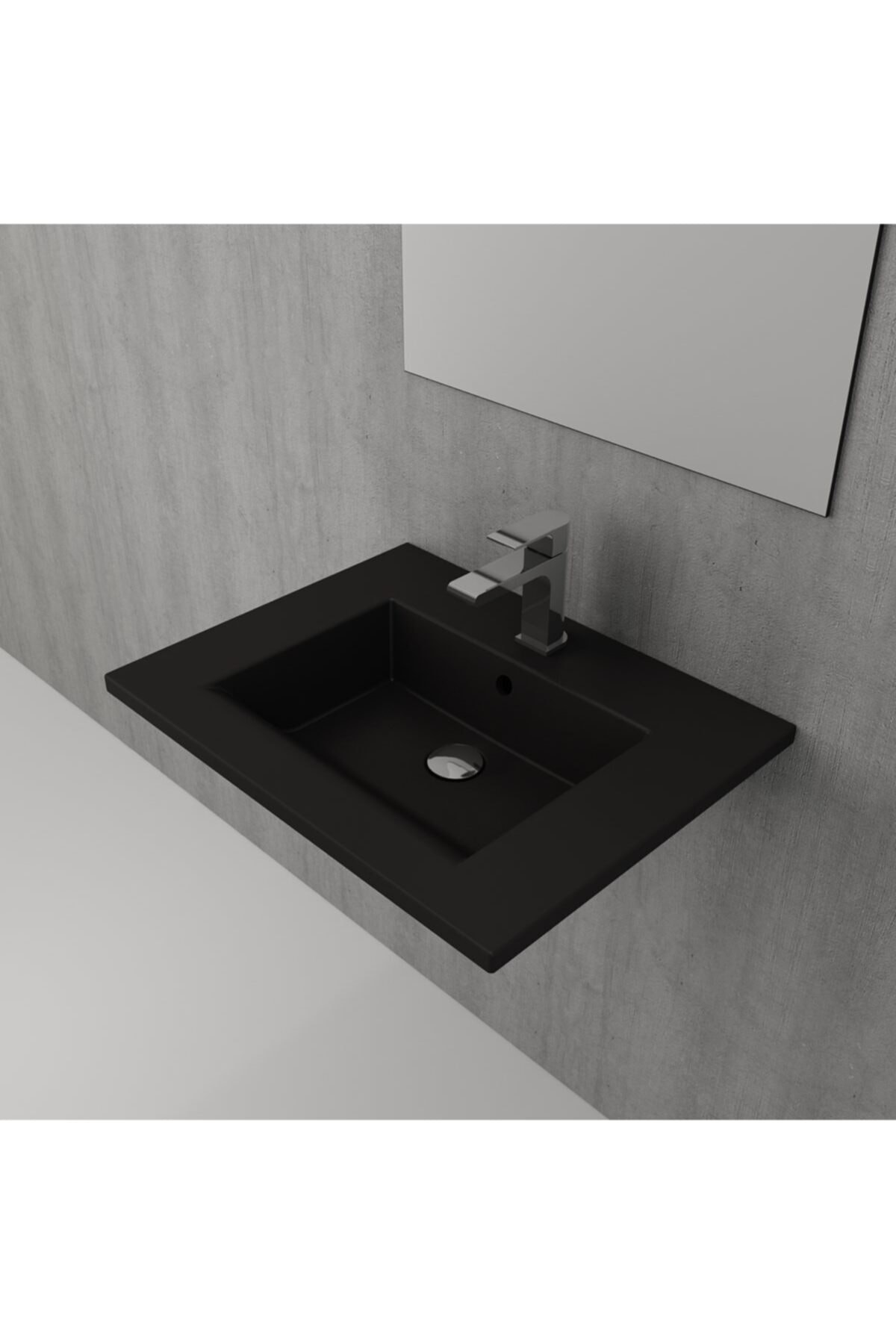 1161-004-0126 Milano Etajerli Lavabo 60 Cm - Mat Siyah