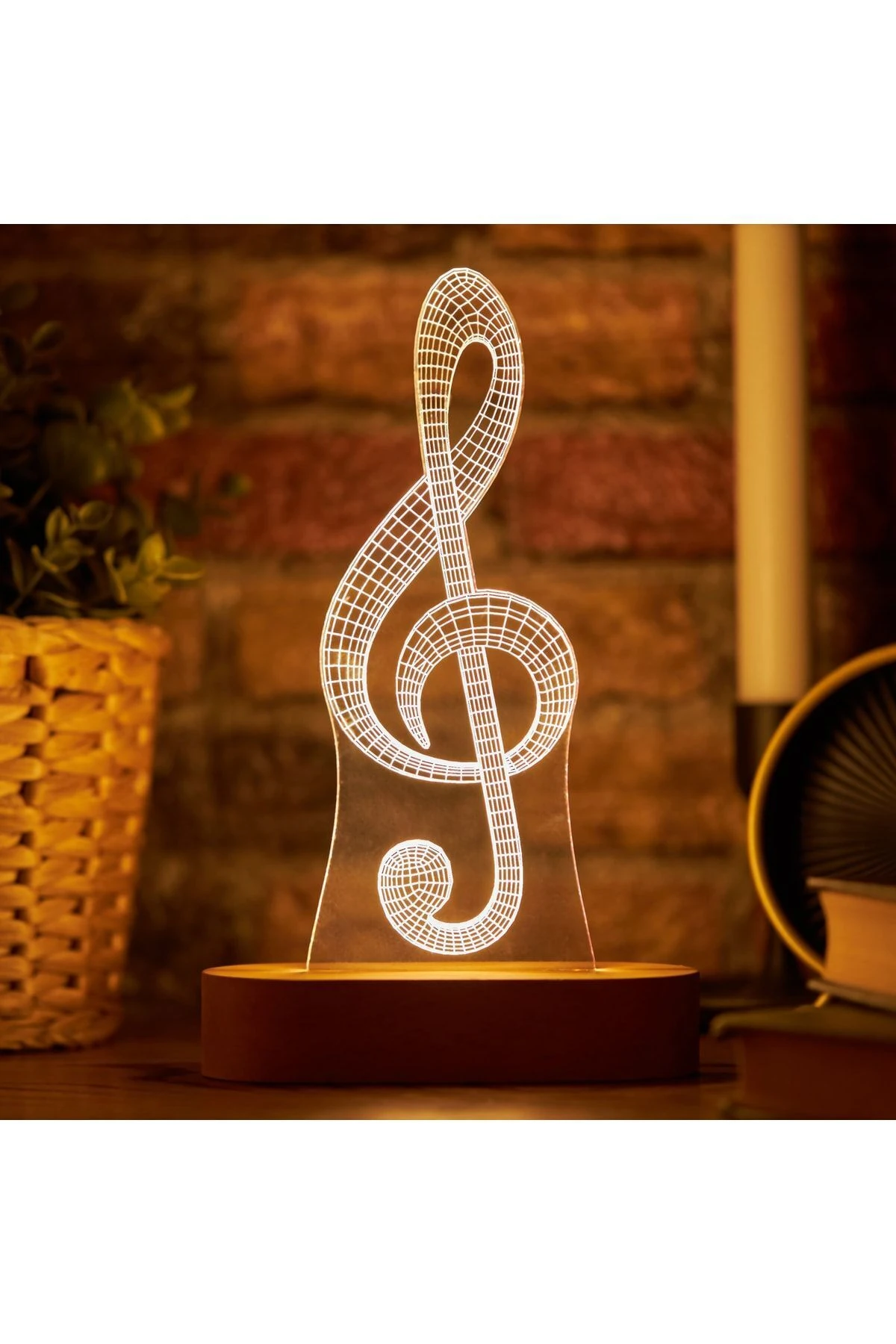 Sol Anahtarı Tasarımlı 3 Boyutlu Gece Lambası