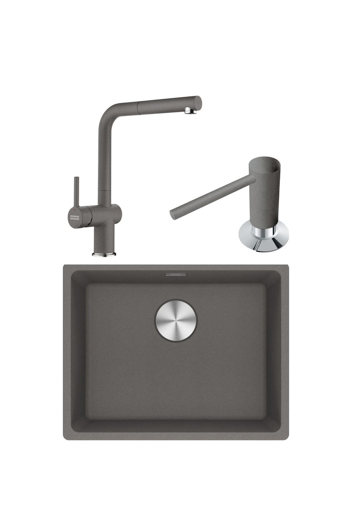Maris MRG 110-52 Granit Eviye-Active Plus 2.0 Armatür-Sıvı Sabunluk Üçlü Set Stone Grey