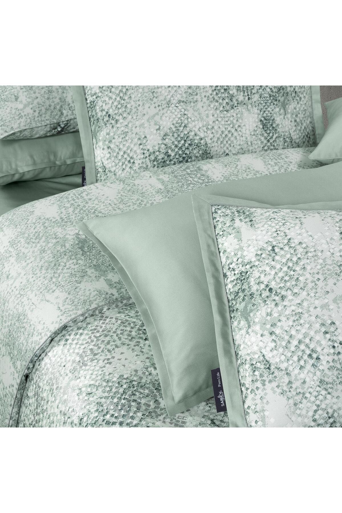 Dnipro King Size %100 Pamuk Saten "300 TC" Nevresim Takımı Yeşil