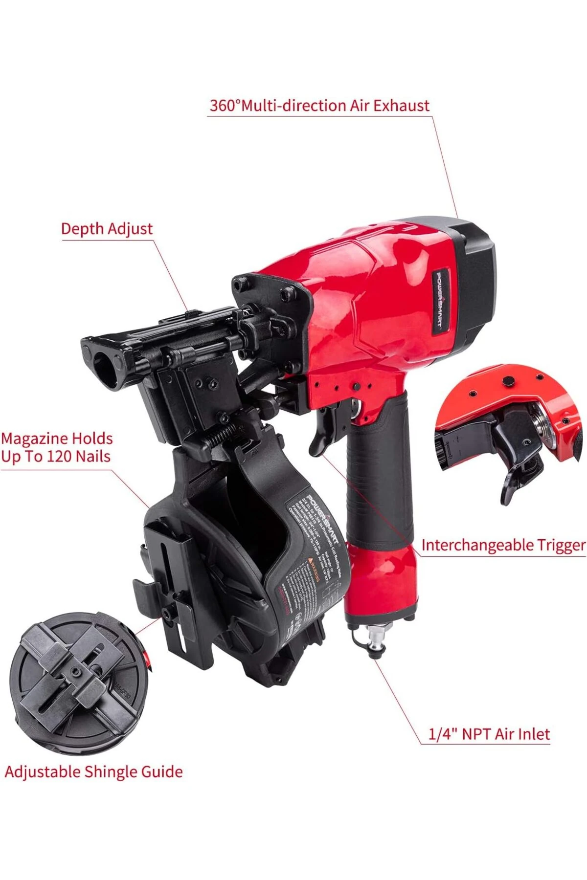 CN55 15 Derece Açılı Geniş Kullanım Amaçlı Havalı Çivi Tabancası Çivi Çakma Makinesi Çatı Palet Kasa