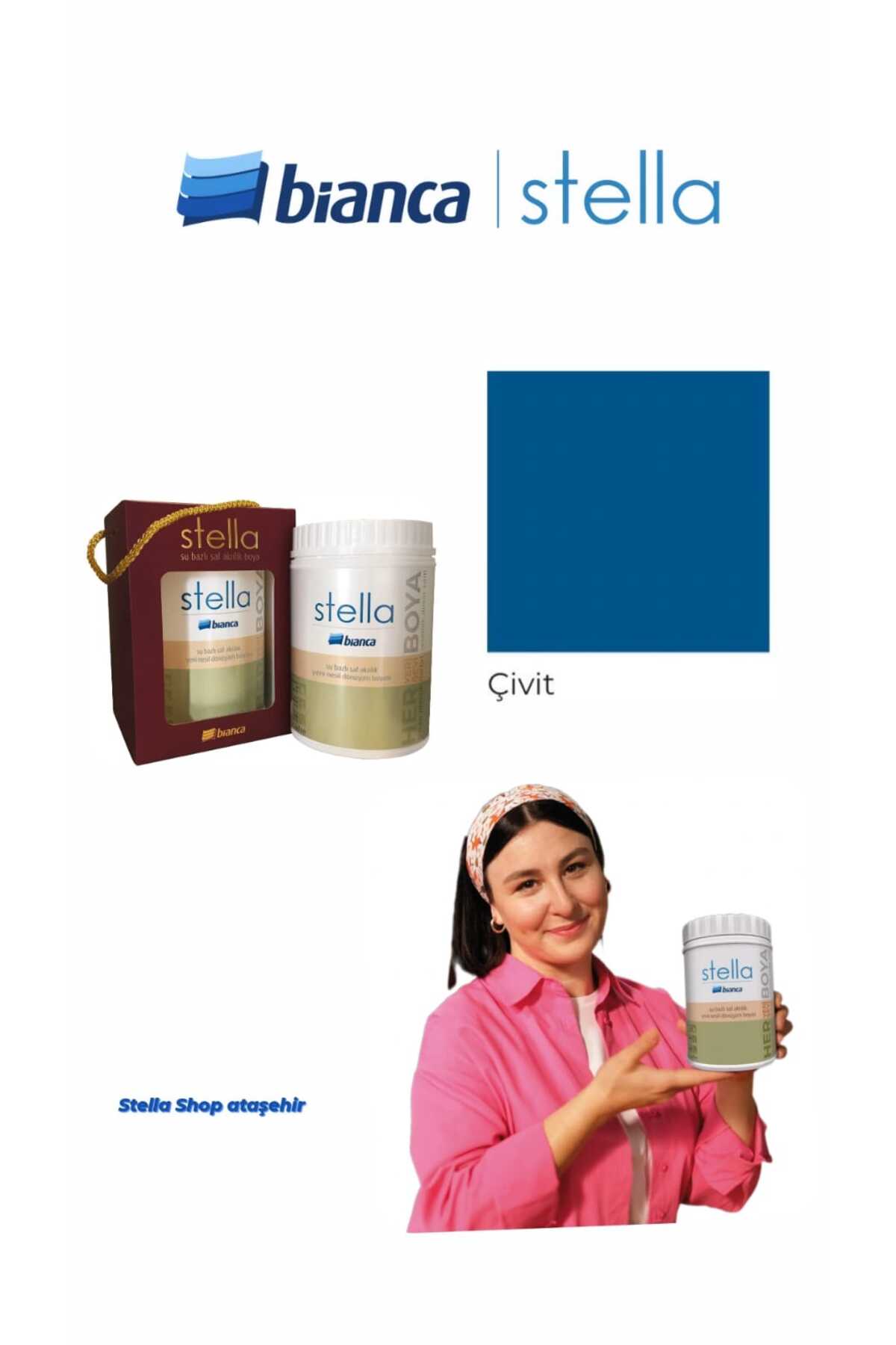 Stella Su Bazlı Saf Akrilik Boya 500ml - Çivit