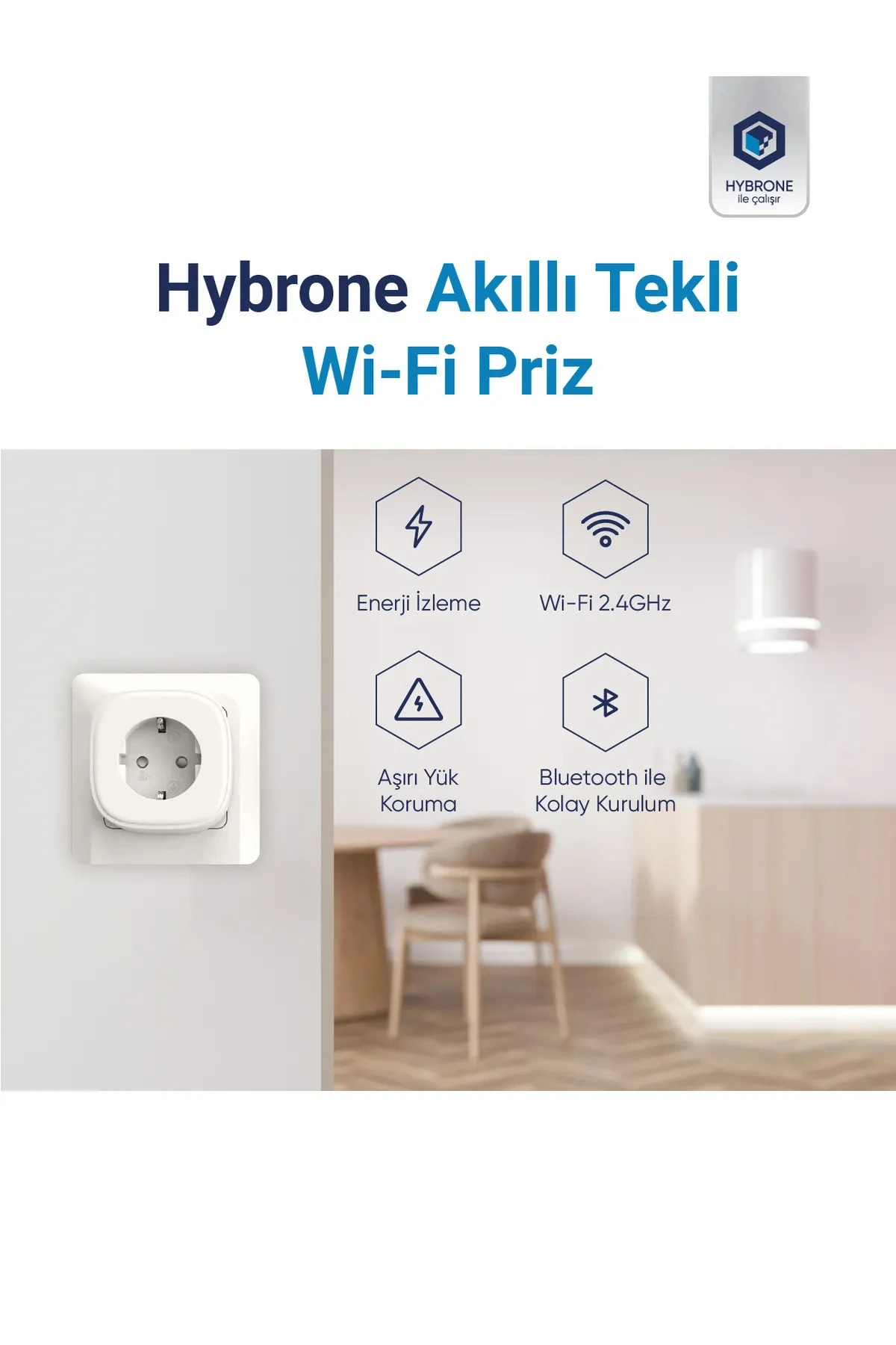 Akım Korumalı Wi-Fi Akıllı Priz, 2li Set, Enerji İzleme, Çocuk Kilidi, Uygulama ile Kontrol