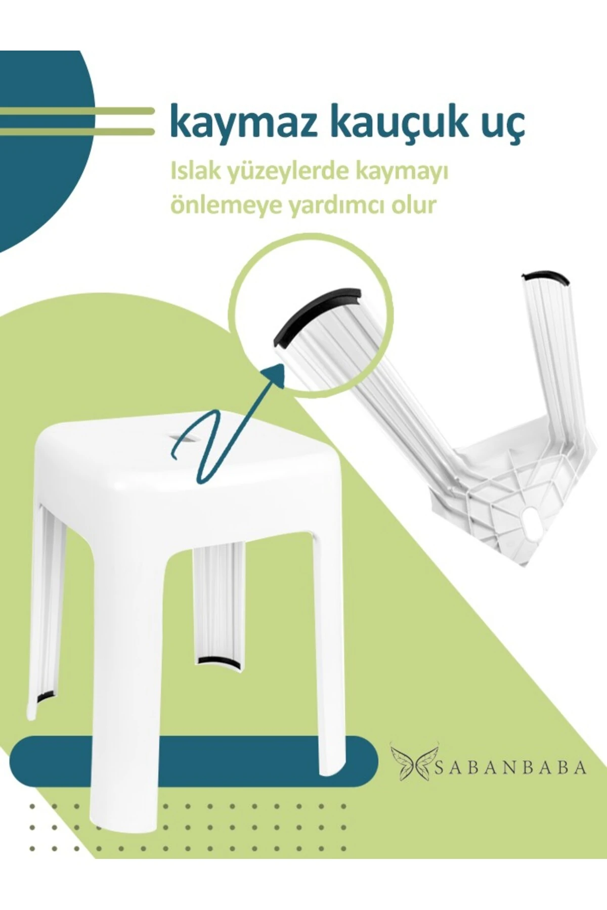 Tabure Sağlam Plastik Kırılmaya Dayanıklı Bahçe, Balkon ,Banyo Beyaz