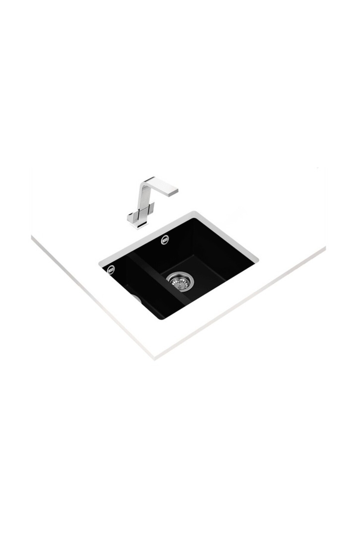 Square 560 Tezgah Altı Siyah Granit Evye