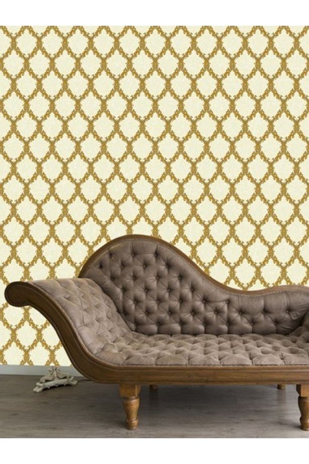 Damaks Desen Gold Detaylı Klasik Duvar Kağıdı(5m2)