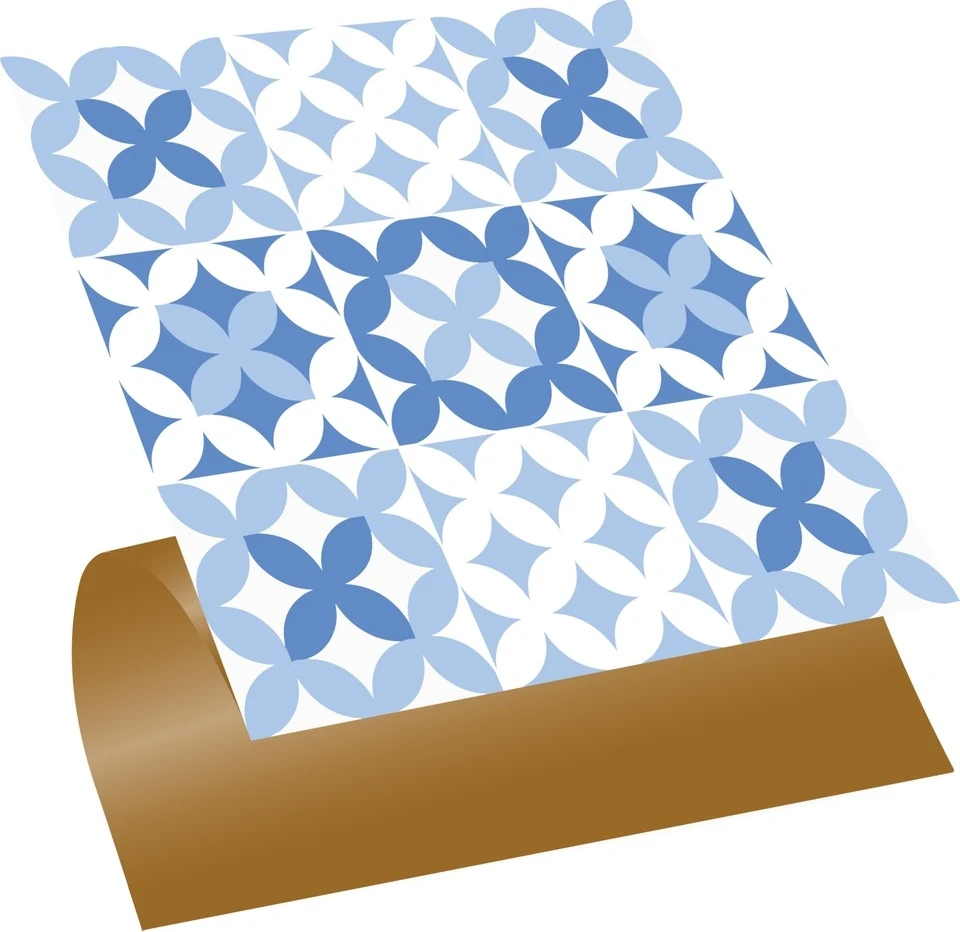 Kendinden Yapışkanlı Mavi Çiçek Desenli Pvc Karo 30X30 cm (33 Adet) 3m2