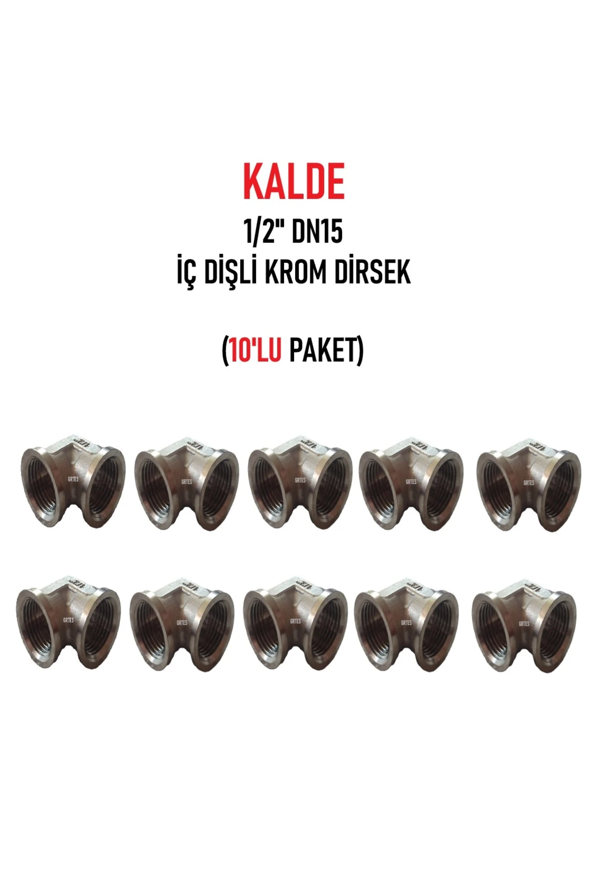 (10'lu Paket) 1/2" Dn15 Sarı/Krom Dirsek İç Dişli (Dişi) - Brass İnternal Thread Elbow