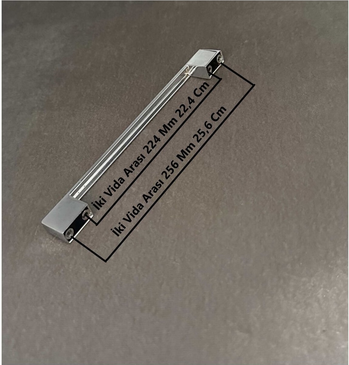 Star Parlak Krom Mutfak Dolap Çekmece Köprü Kulp 224 mm 256 mm (22,4 cm - 25,6 Cm) 2 Adet
