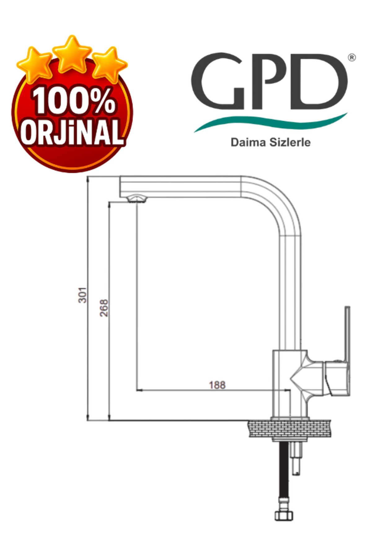 Pedra MTE160-S Tek Gövde Eviye Bataryası