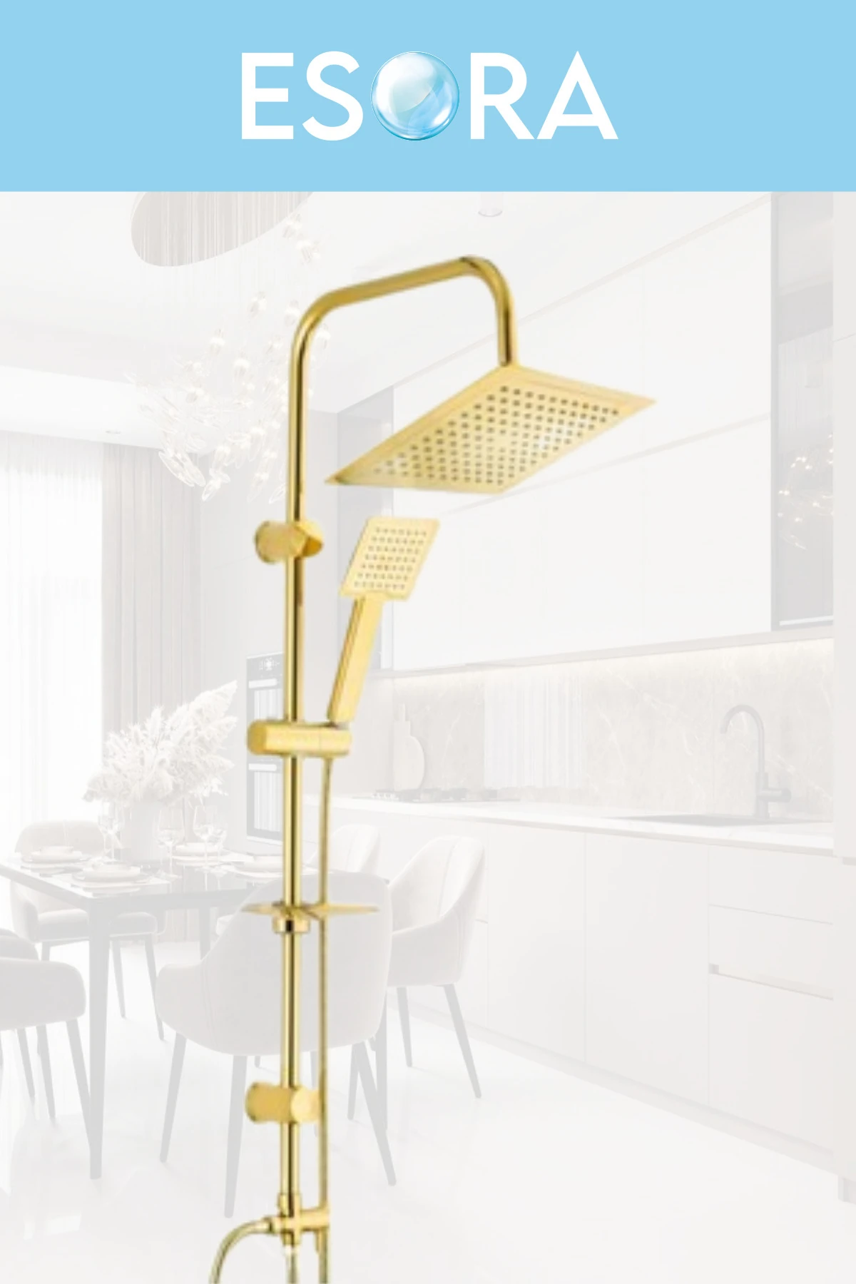 Gold Kare Robot Duş Seti , Banyo Bataryası 2’li Set