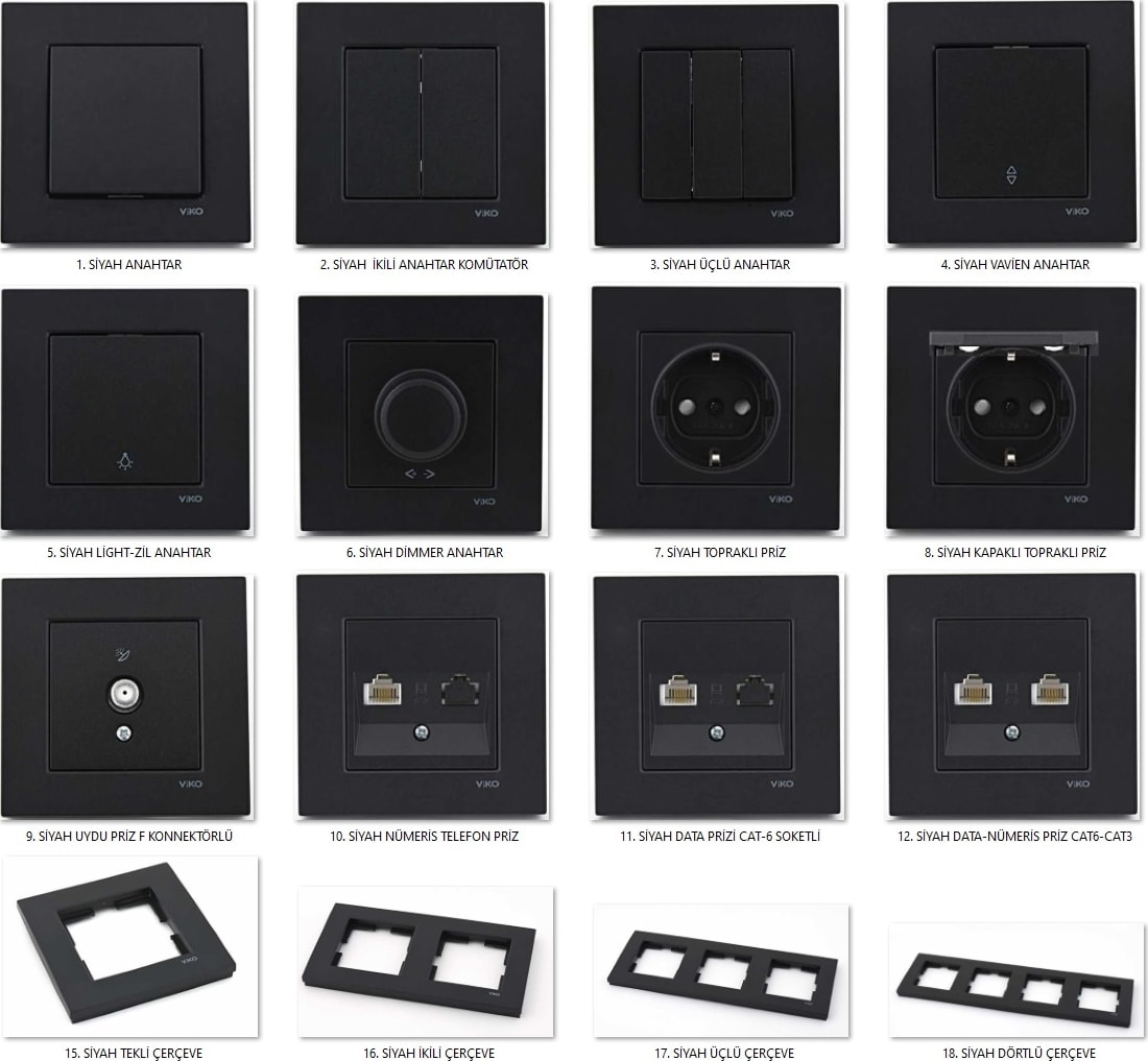 Novella Siyah Kapaklı Çocuk Korumalı Topraklı Priz Çerçeveli