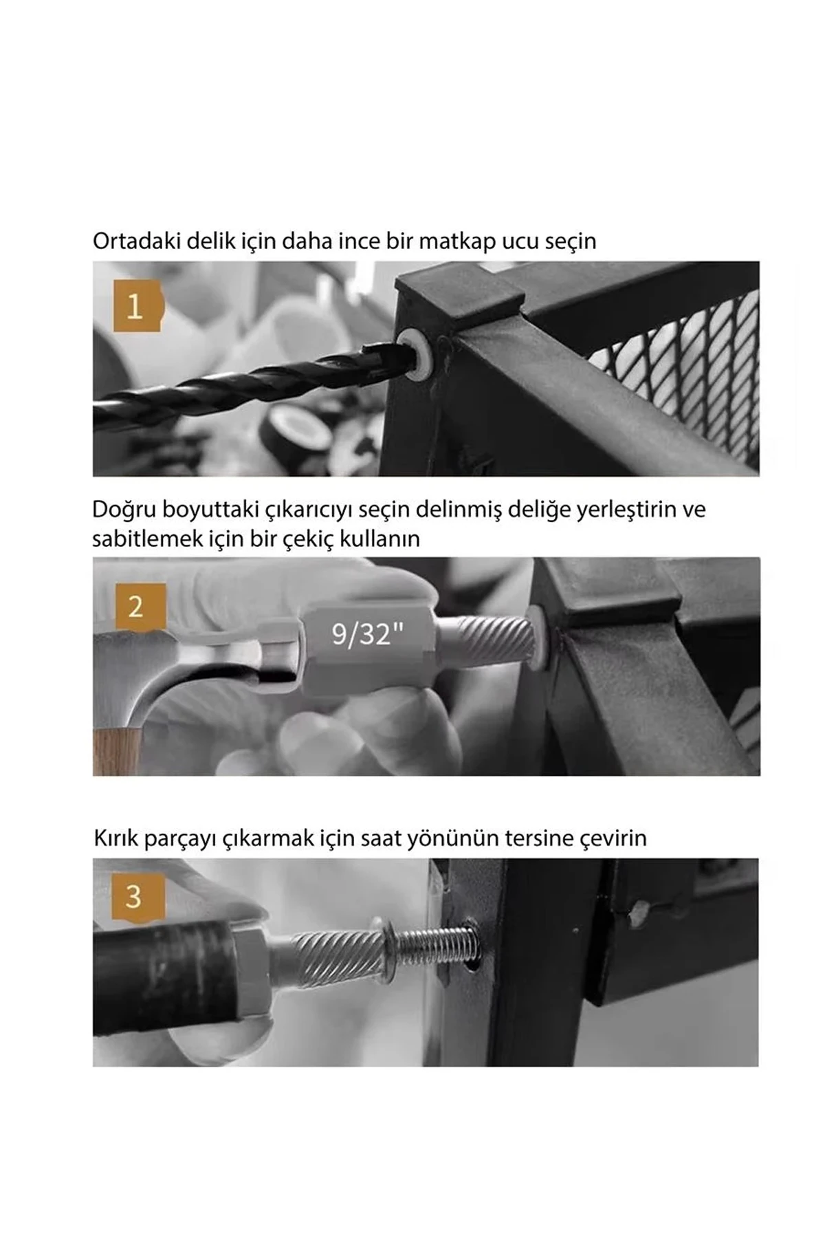 Kırık Cıvata Çıkarma Seti Yalama Cıvata Seti 25 Parça Çantalı