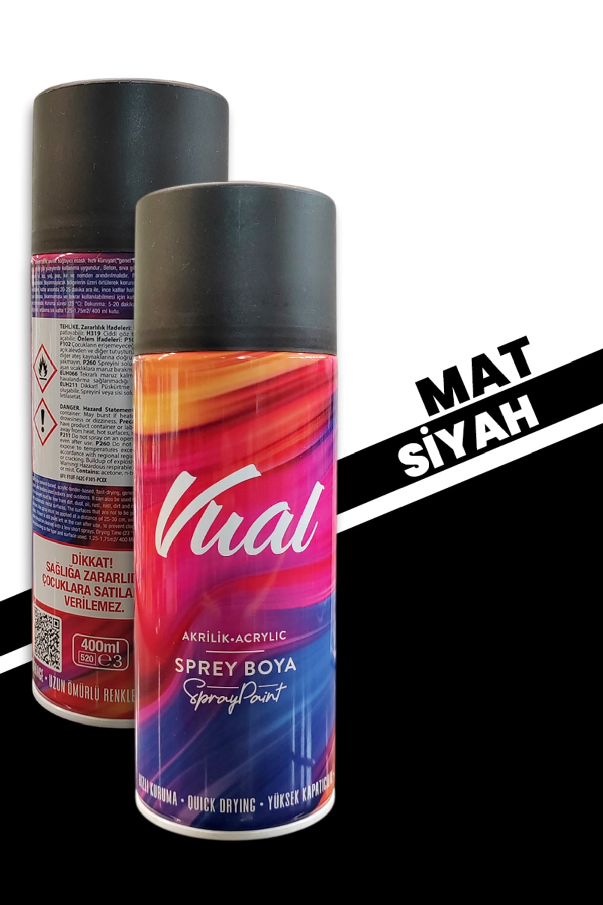 Vual Akrilik Mat Siyah Sprey 400 ml - RAL 9005