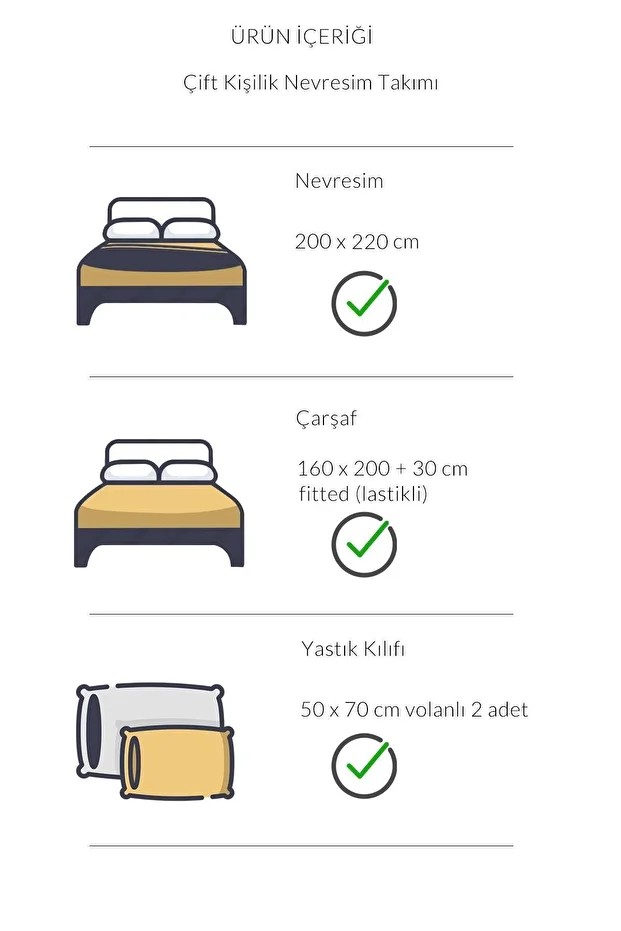 Lastikli Saten Çizgili Çift Kişilik Nevresim Takım