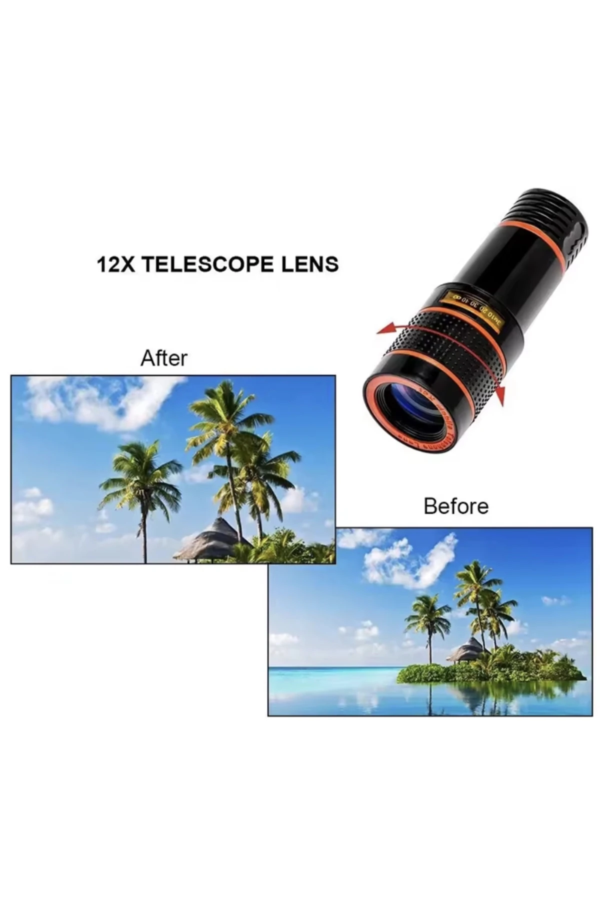 2X Zoom Telefon Teleskop Lens – Evrensel Klipsli Yüksek Kalite Optik Cam Uzaktan Çekim