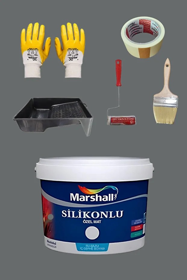 5'li Set Silikonlu Özel Mat Iç Cephe Duvar Boyası Karakalem 15-7.5-2.5lt