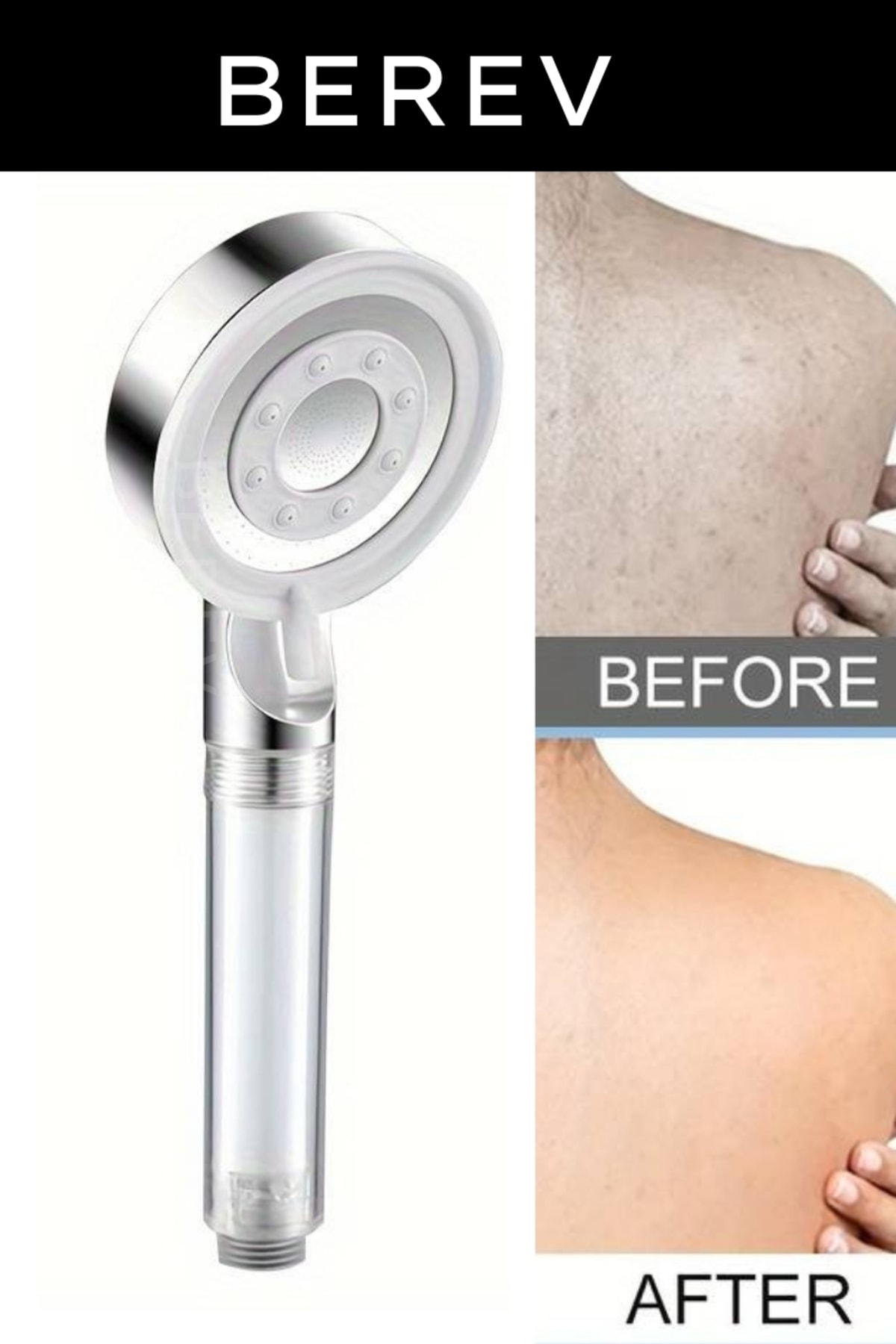 Filtreli 5 Fonksiyonlu Krom Yüksek Basınçlı Ayarlanabilir Duş Başlığı 150 Cm Hortum Mafsallıı Set