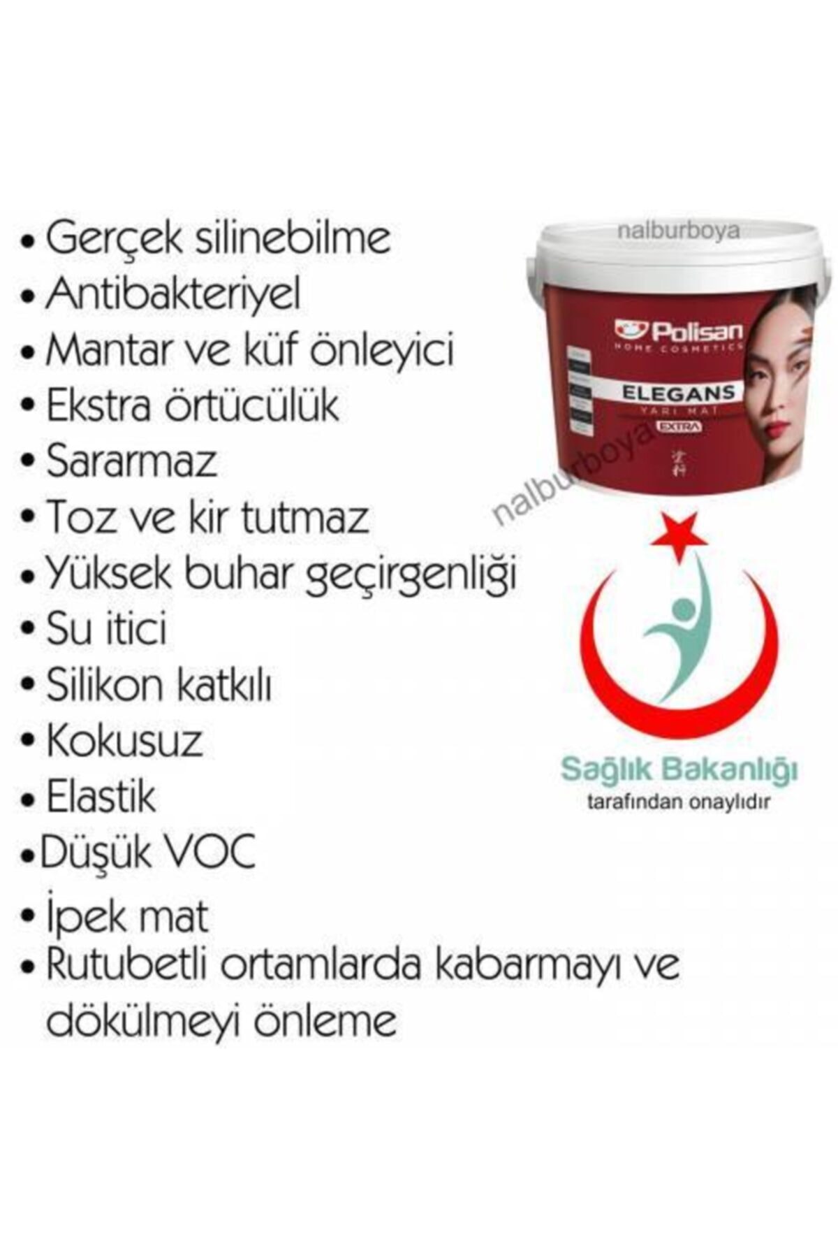 Elegans Antibakteriyel Küf Önleyici Tam Silinebilir Ic Cephe Boya Sakiz Beyazi