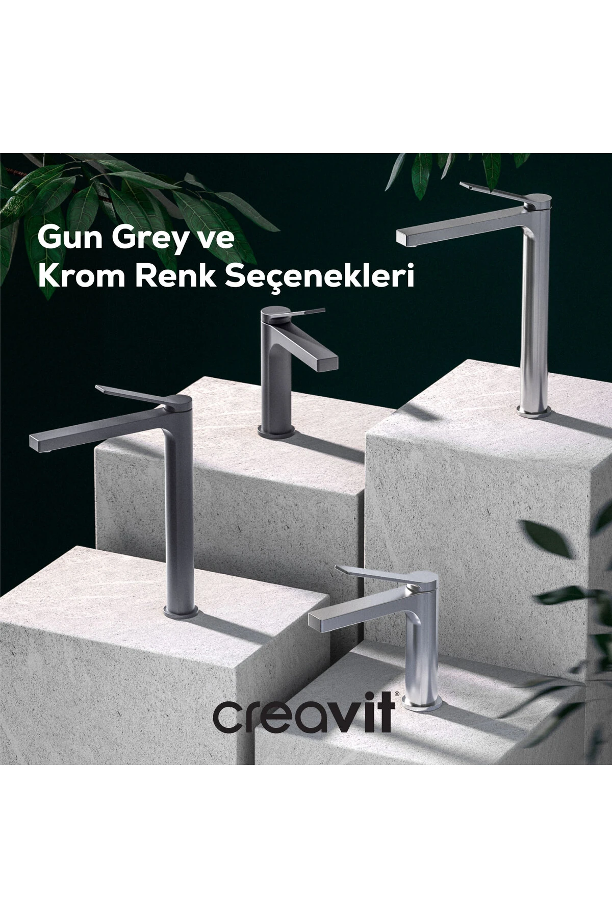 Ritmo Lavabo Armatürü - Metalik Gri