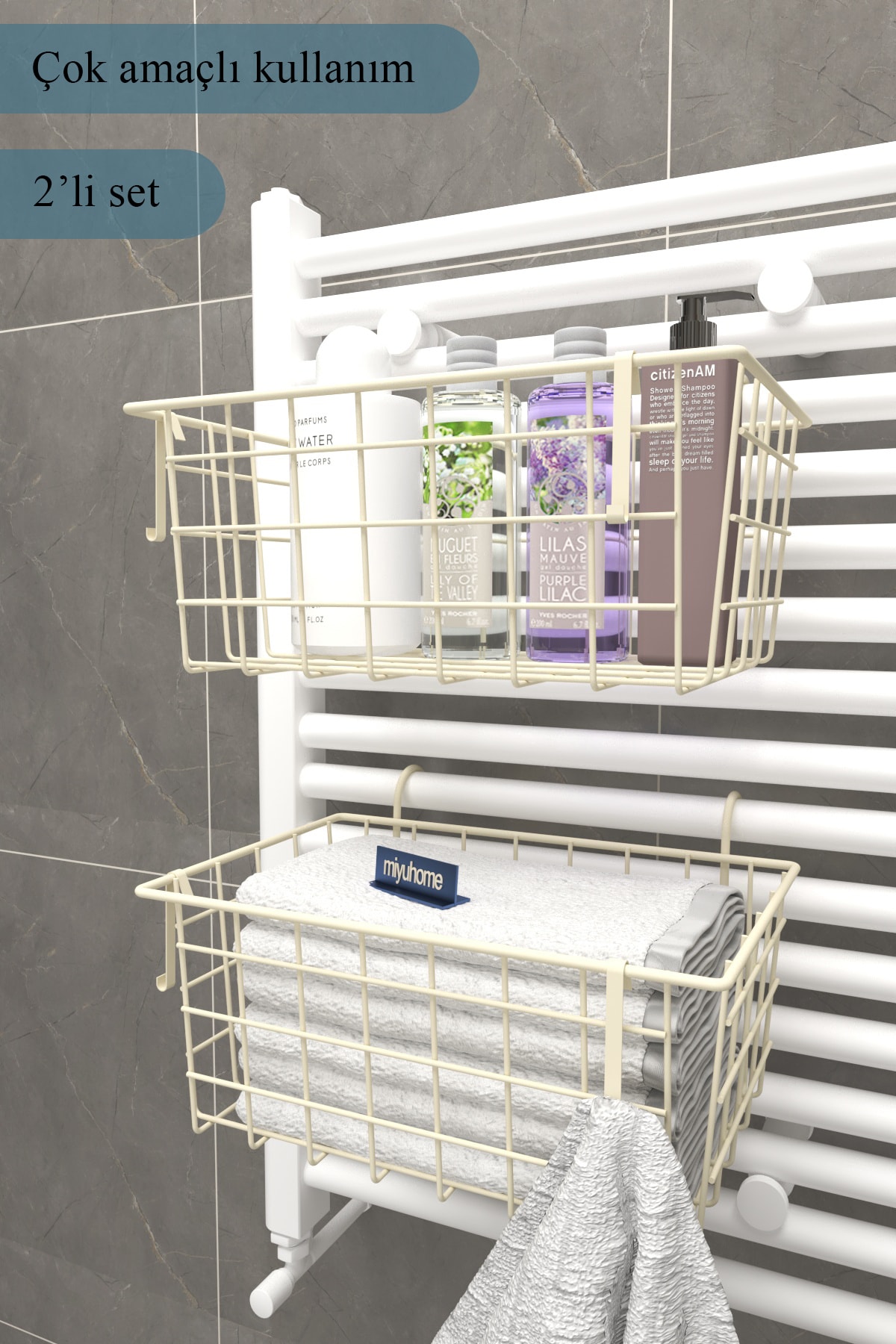 2'li Asılabilir Havlupan Düzenleyici Havluluk Banyo Düzenleyici Havlu Kurutma Asılabilir Havluluk