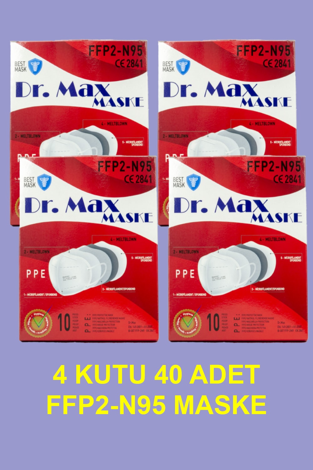 Ffp2 N95 Meltblown Maske 5 Katlı Koruma 40'lı