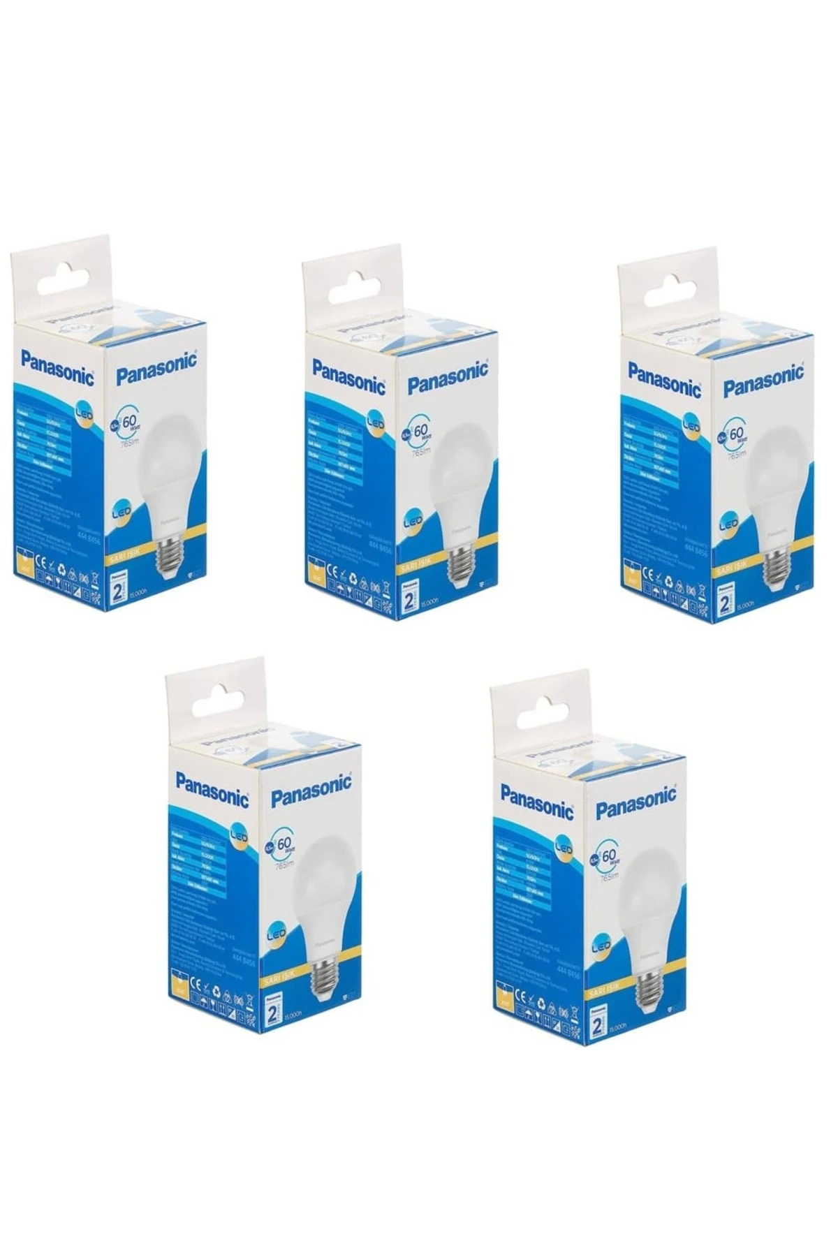 8.5 W 60 W 2700K LED Ampul E-27 Duy Sarı Işık 5 Adet