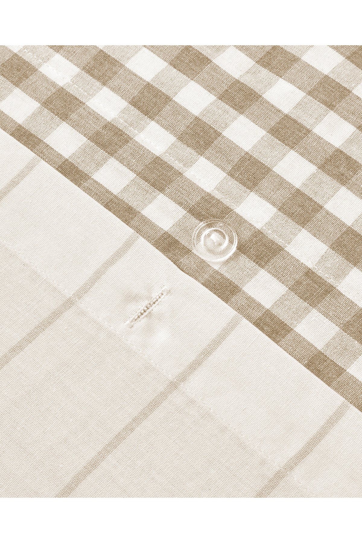 Clouded Grid İpliği Boyalı Çift Kişilik Nevresim Takımı 200x220 cm Bej