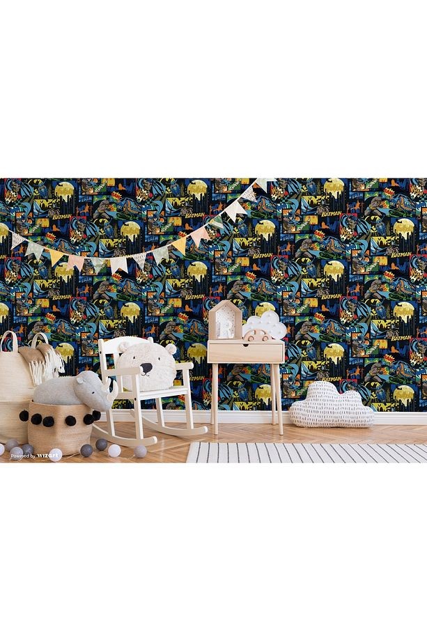 Ada Kids 8917-1 Duvar Kağıdı Mavi Batman