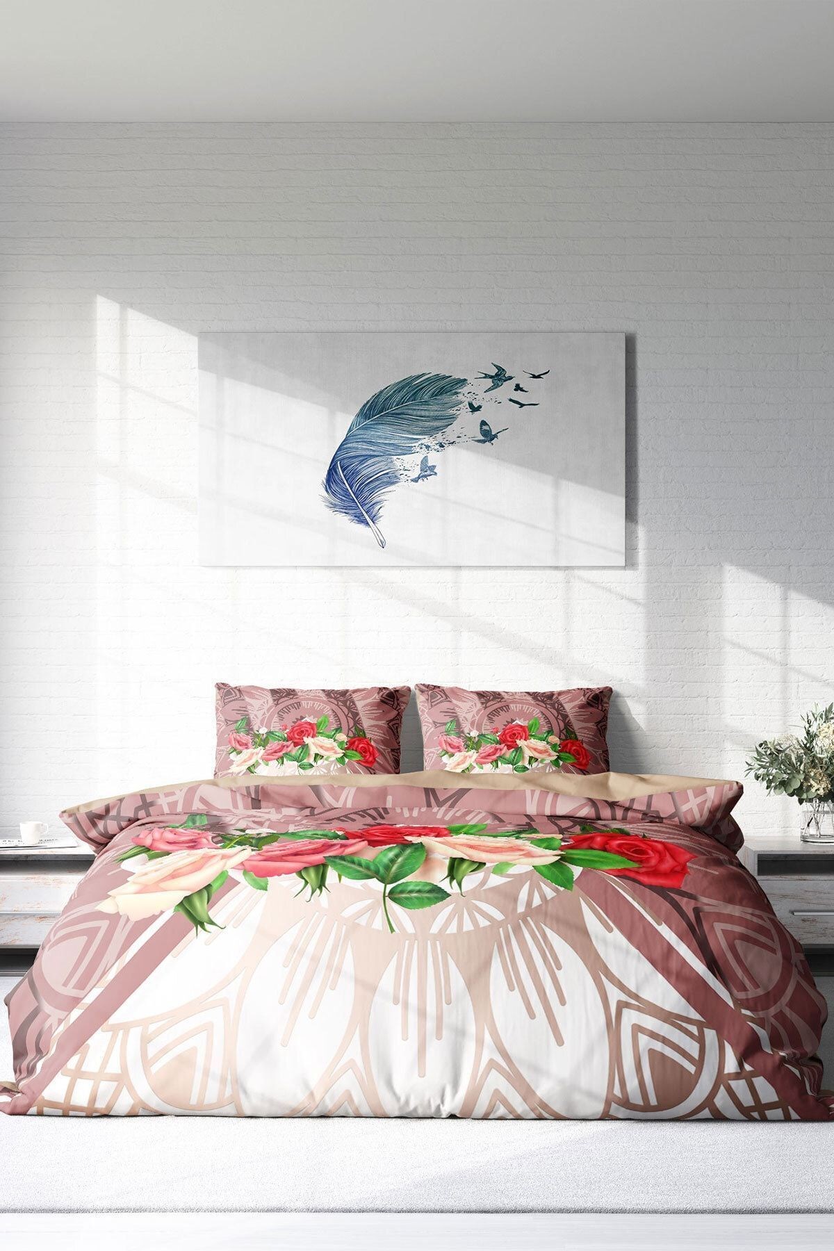 Brown & Roses 3d Çift Kişilik Nevresim Takımı