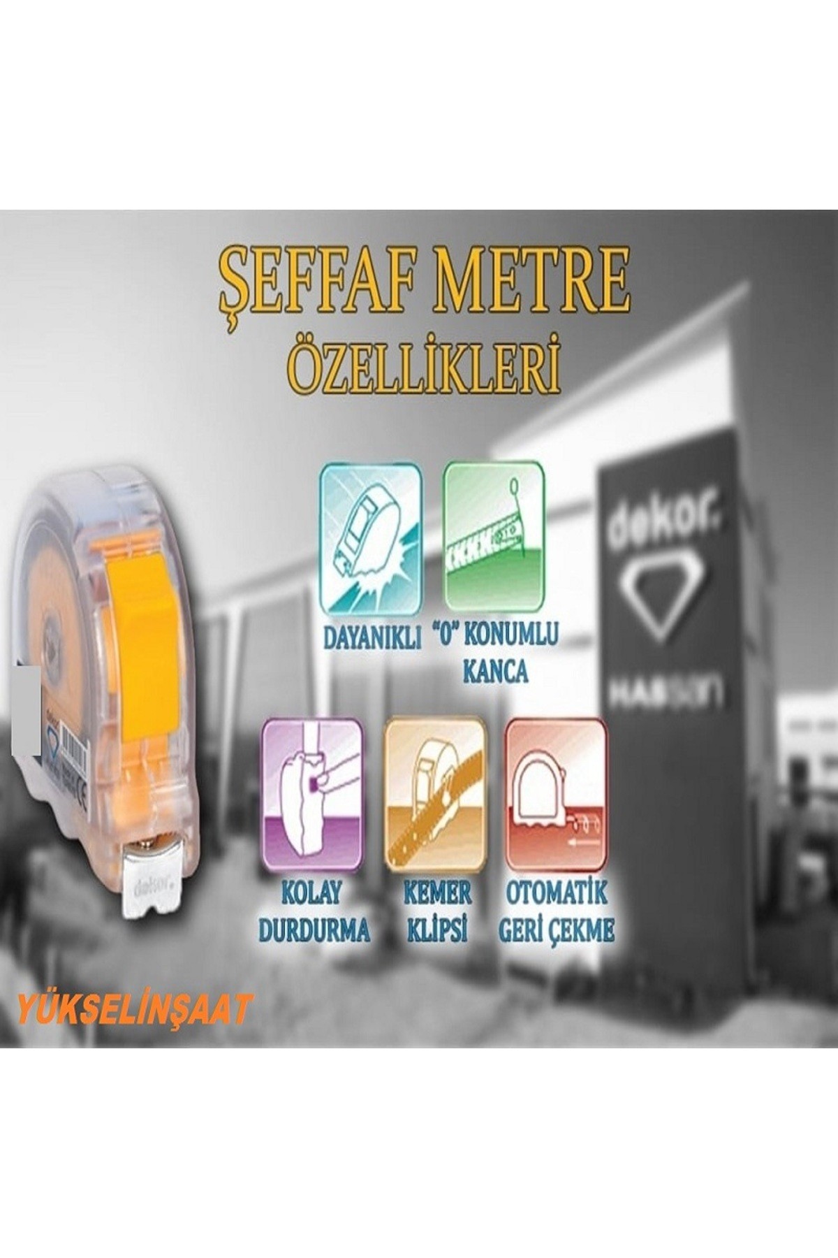 5X25 MM ŞEFFAF ŞERİT METRE YERLİ ÜRETİM DEKOR KALİTESİ KOD:408
