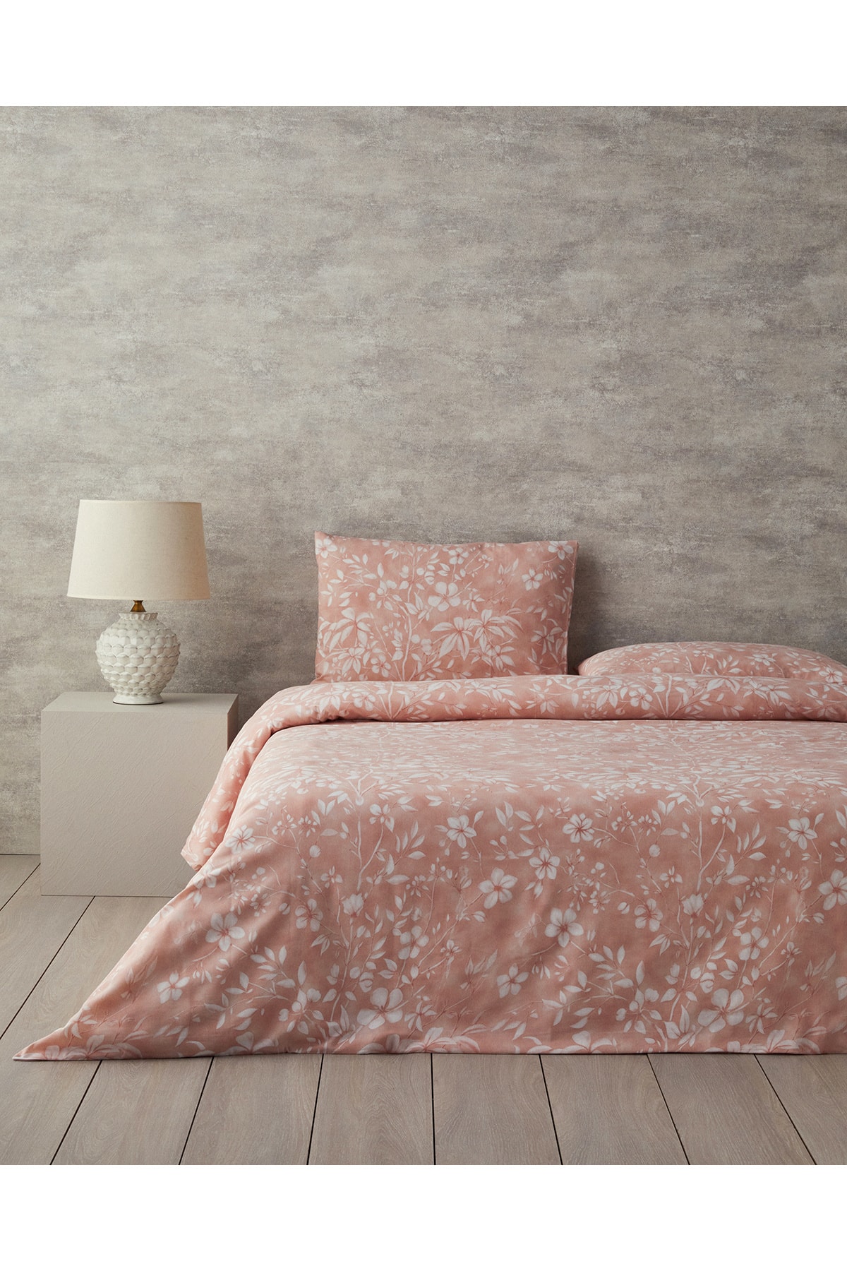 Ivy Flowers Tek Kişilik Nevresim Takımı Gül Kurusu