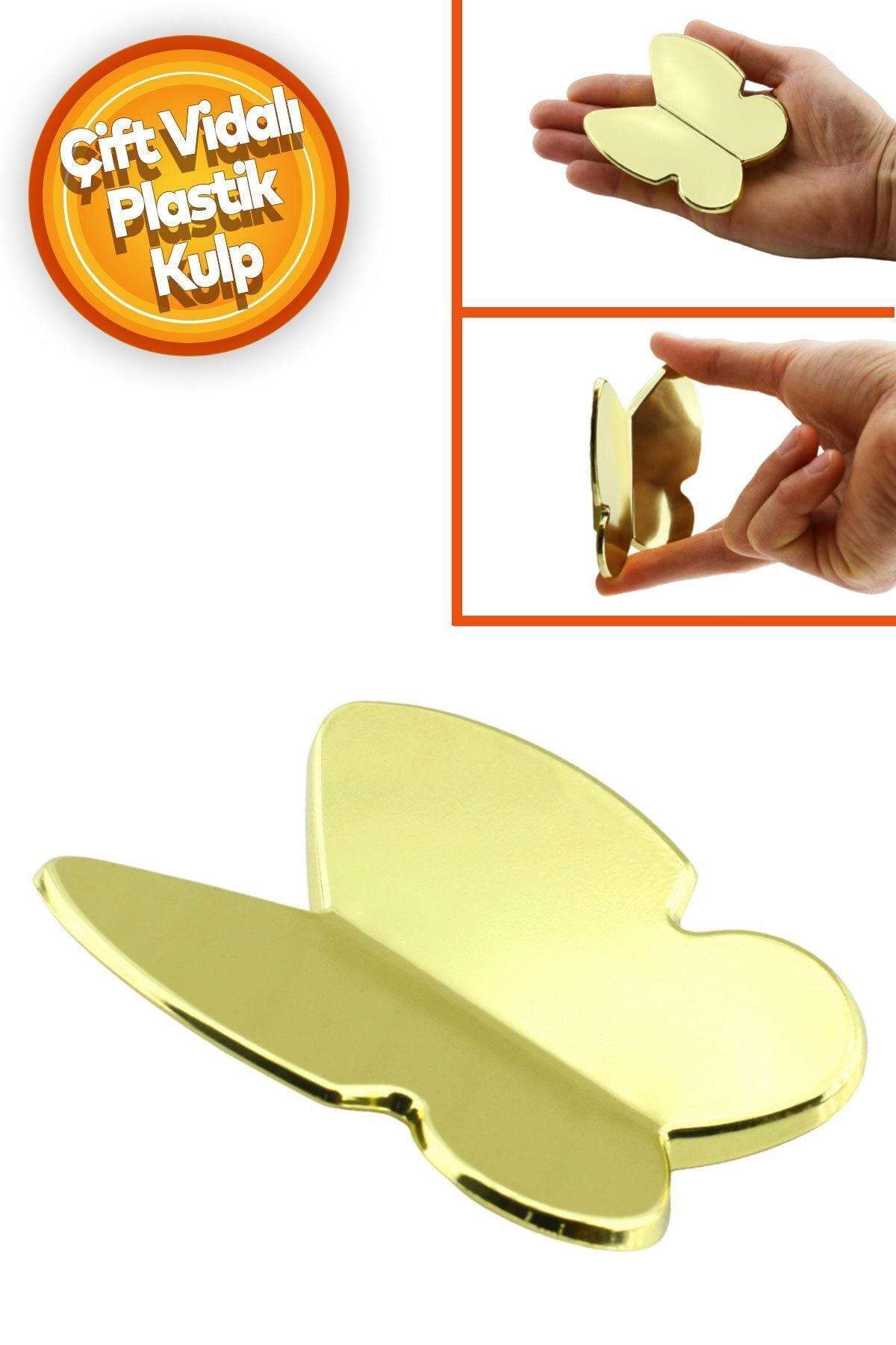 BADEM10 Kelebek Çocuk Bebek Odası Mobilya Mutfak Çekmece Dolap Kapak Plastik Gold Altın 32 Mm Kulpu Kulbu