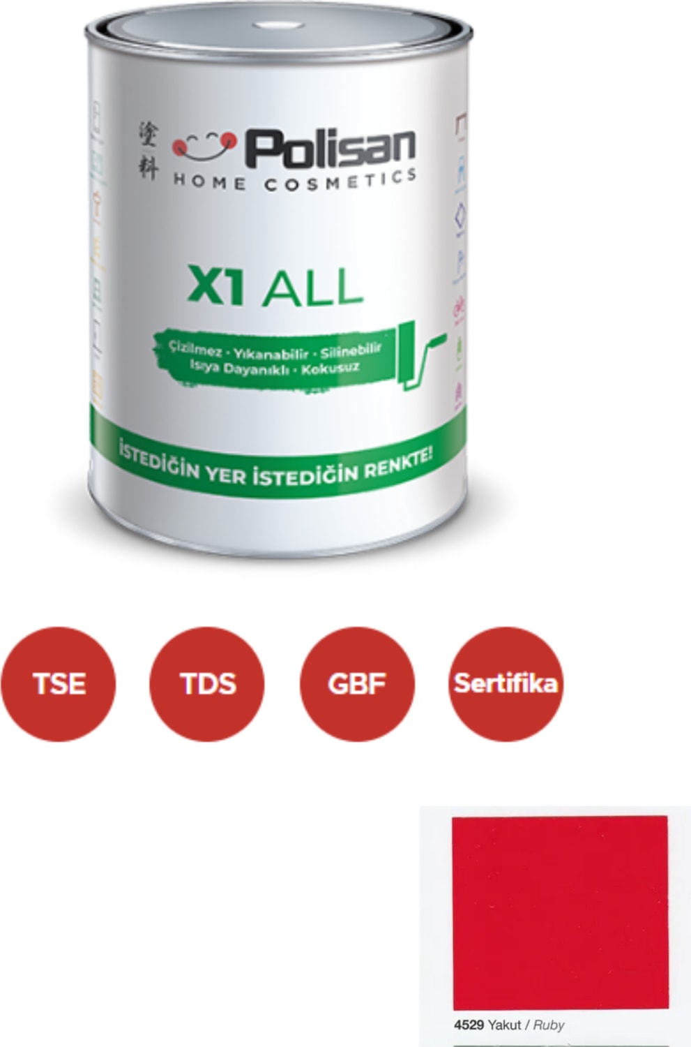 X1 All Dönüşüm Boyası 0,75 Lt Yakut / 4529