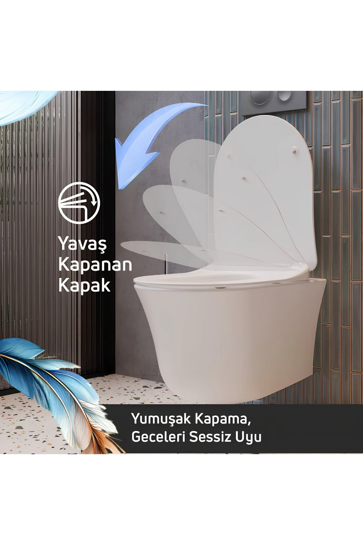 Nora Vortex Beyaz Asma Klozet NO323, Nora Duck Duroplast Yavaş Kapak