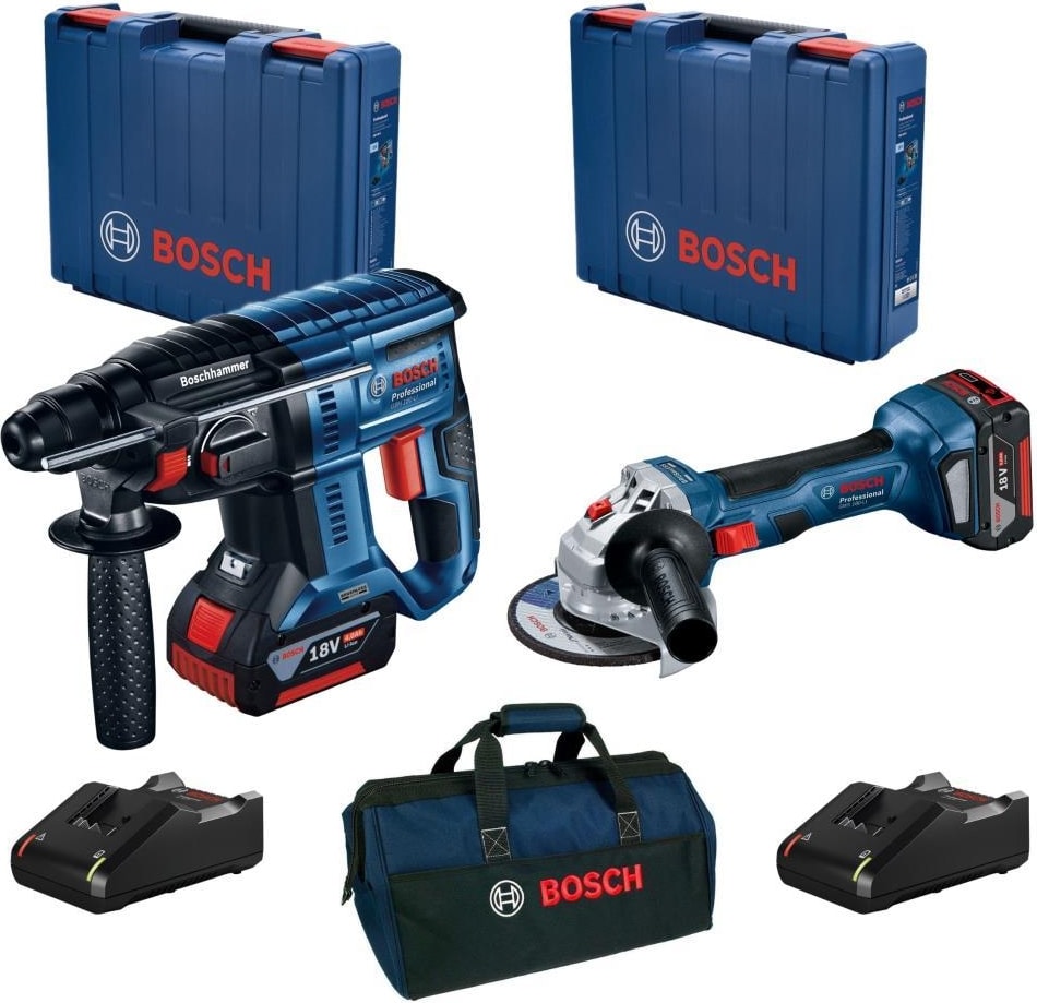 BOSCH Gbh 180 Li ve Gws 180 Li Akülü Kırıcı Delici ve Taşlama Seti 2x4 A