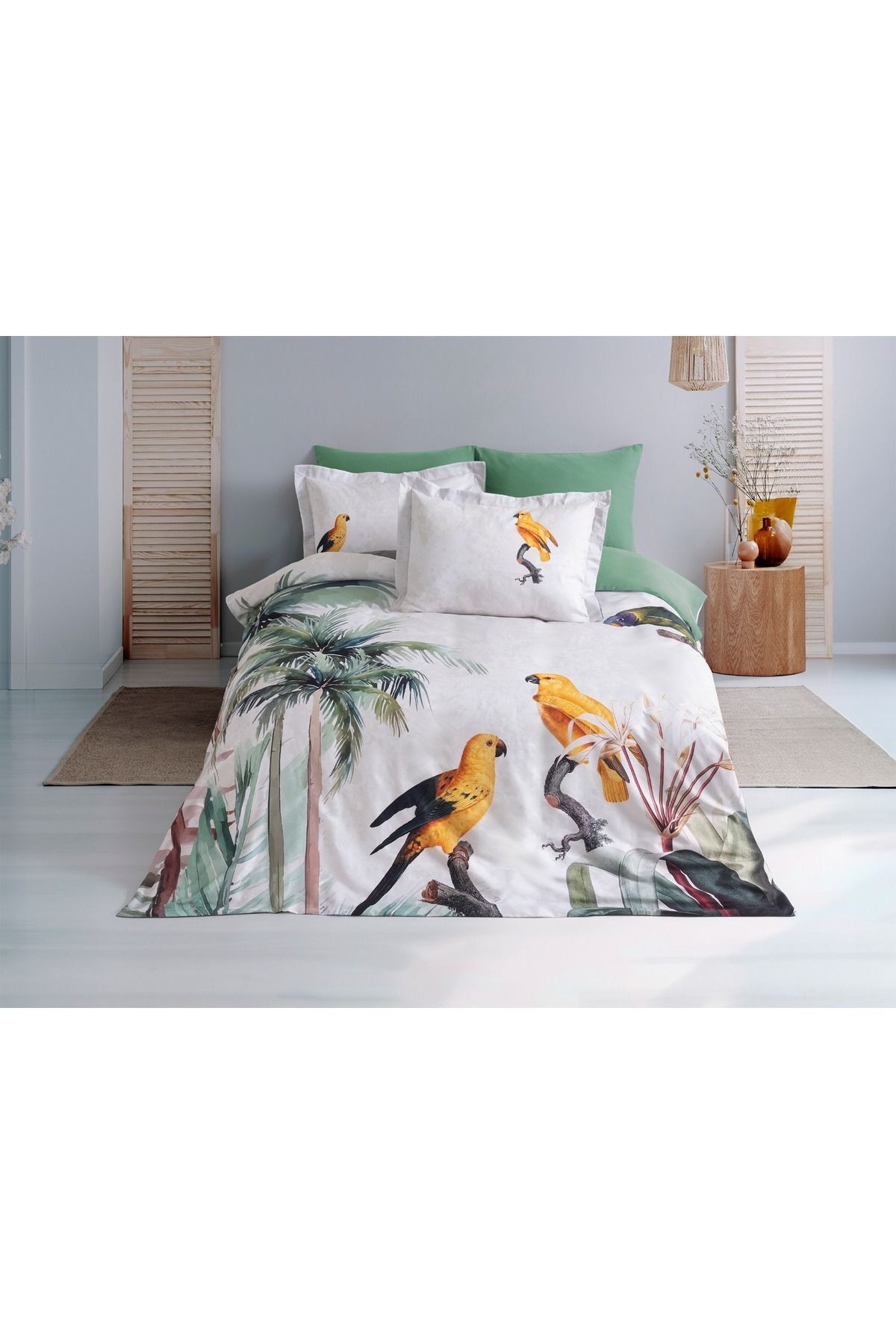 3D DİJİTAL BASKILI  Çift Kişilik Pamuk Saten 200X220 CM. Nevresim Takımı 6 Parça