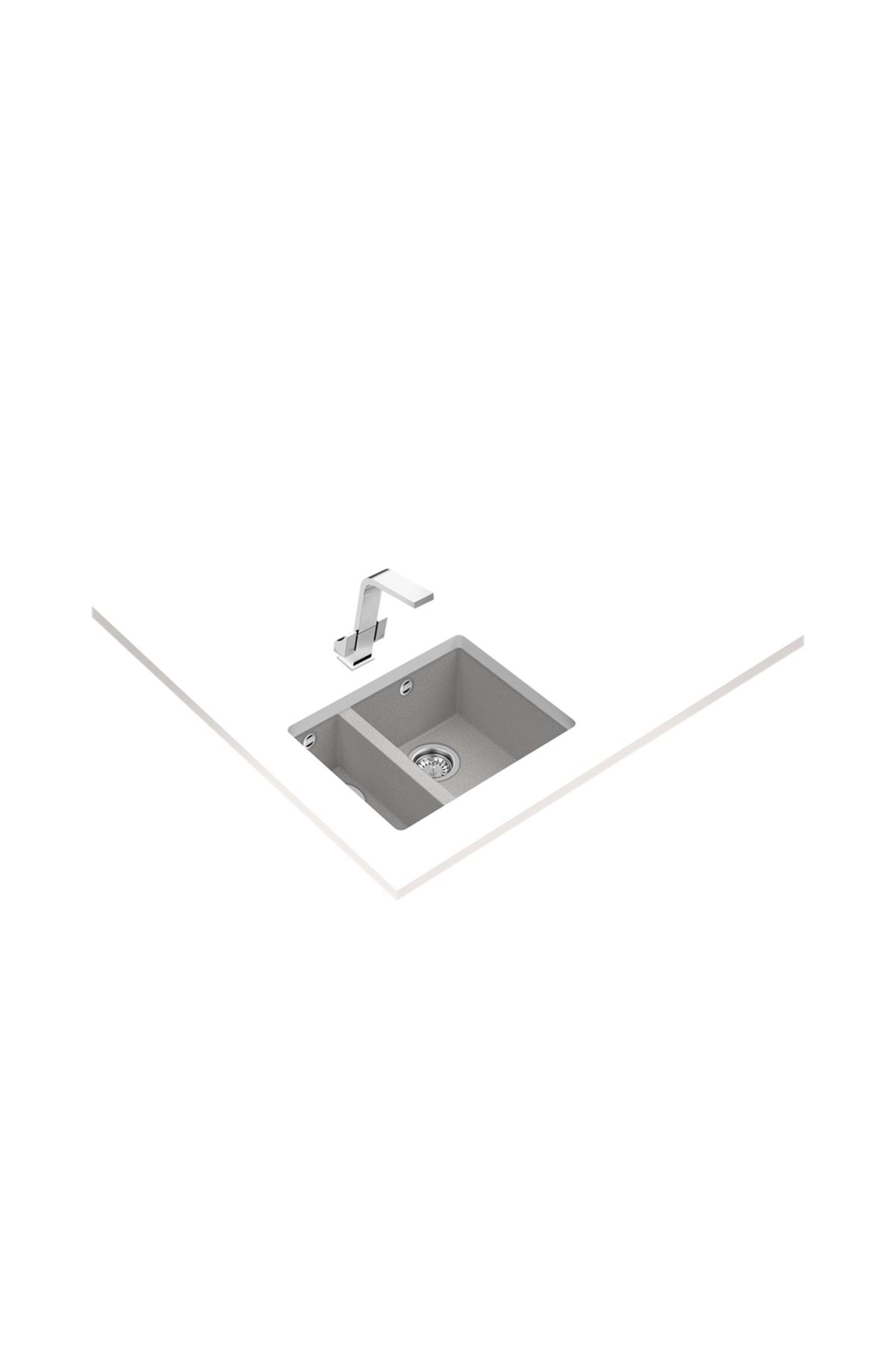 Square 560 Tg Stone Grey Granit Eviye