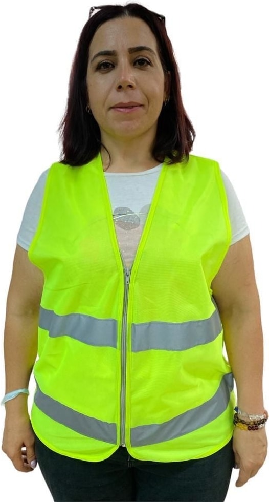 Fermuarlı Sarı Ikaz Yeleği Xl Beden 59 cm