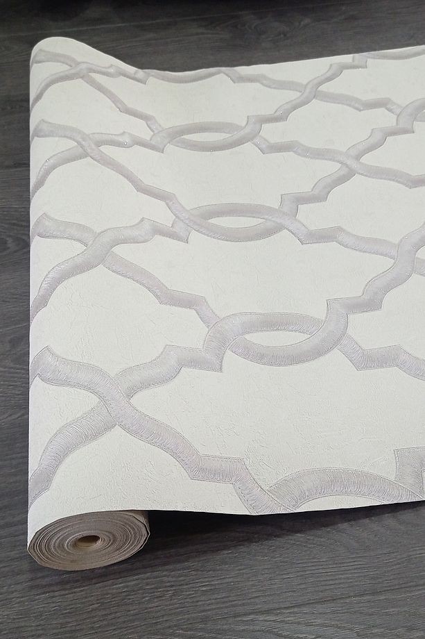 geometrik desenli simli 7 metrekare duvar kağıdı