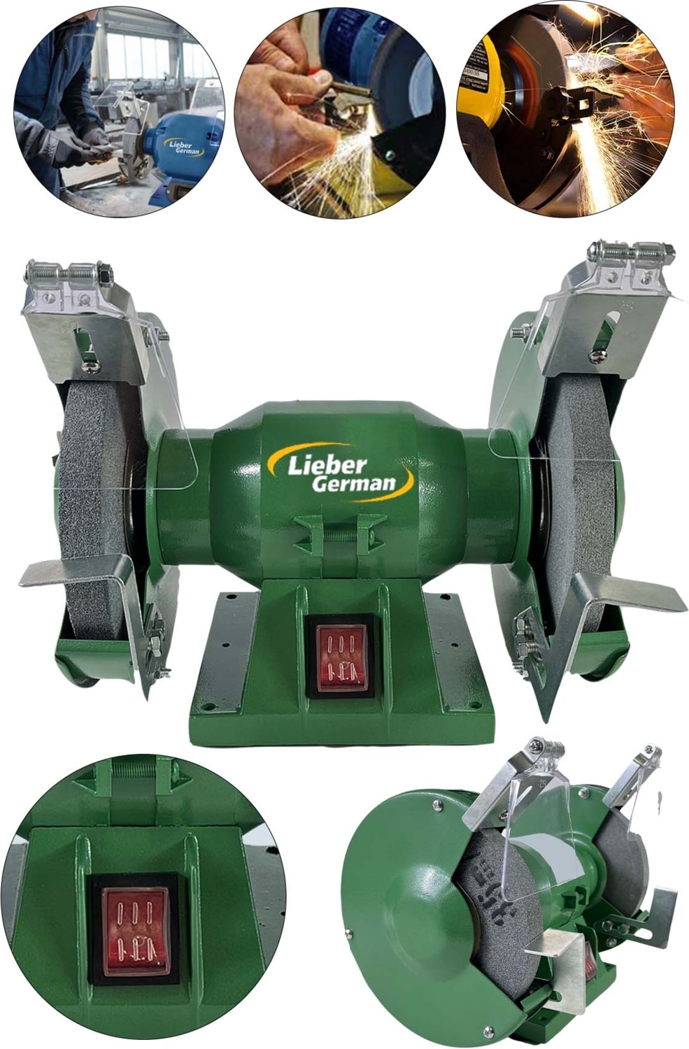 Turbo Motorlu 3600 Watt Çark Motoru Zımpara Balta Bıçak Bileme Makinesi 200 mm Taş Motoru Taşlama