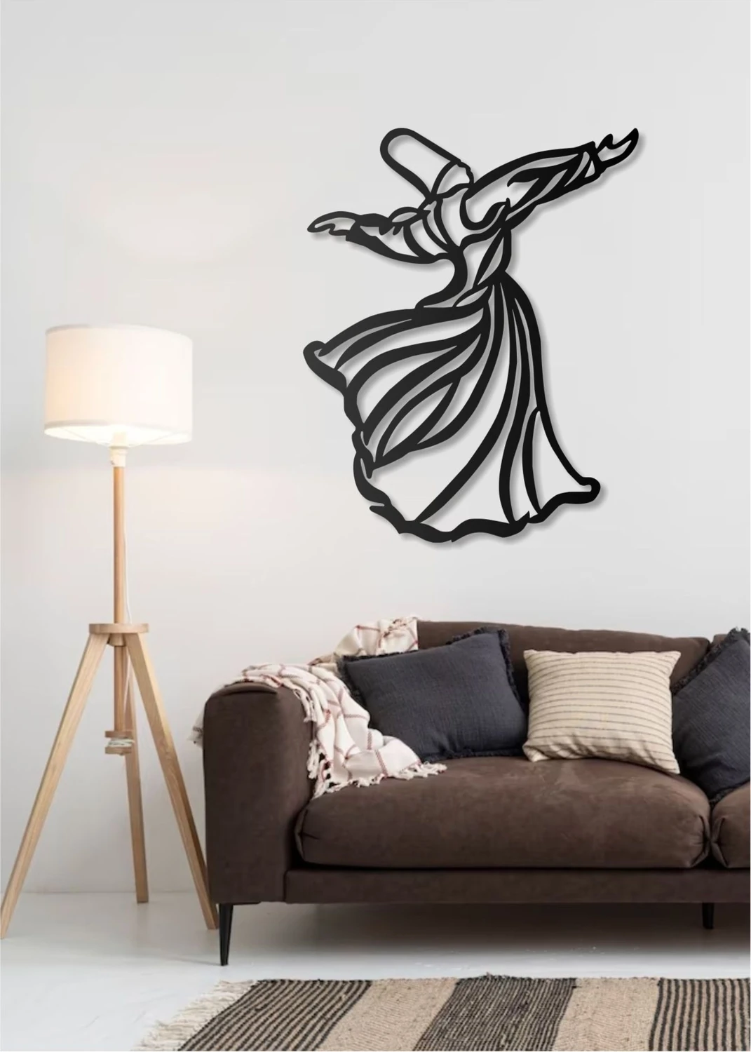 Dekoratif Hz. Mevlana Semazen Tasarımlı Metal Duvar Tablosu Islami Duvar Dekoru